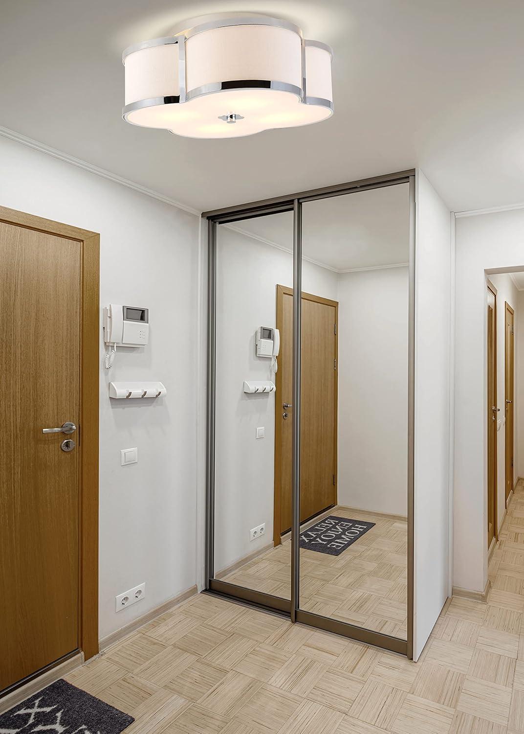 imageJONATHAN Y JYL9507B Quatrefoil Scalloped Shade Metal Classic LED Flush Mount Glam Dimmable for Kitchen Hallway Bathroom 2 Light Brass GoldChrome