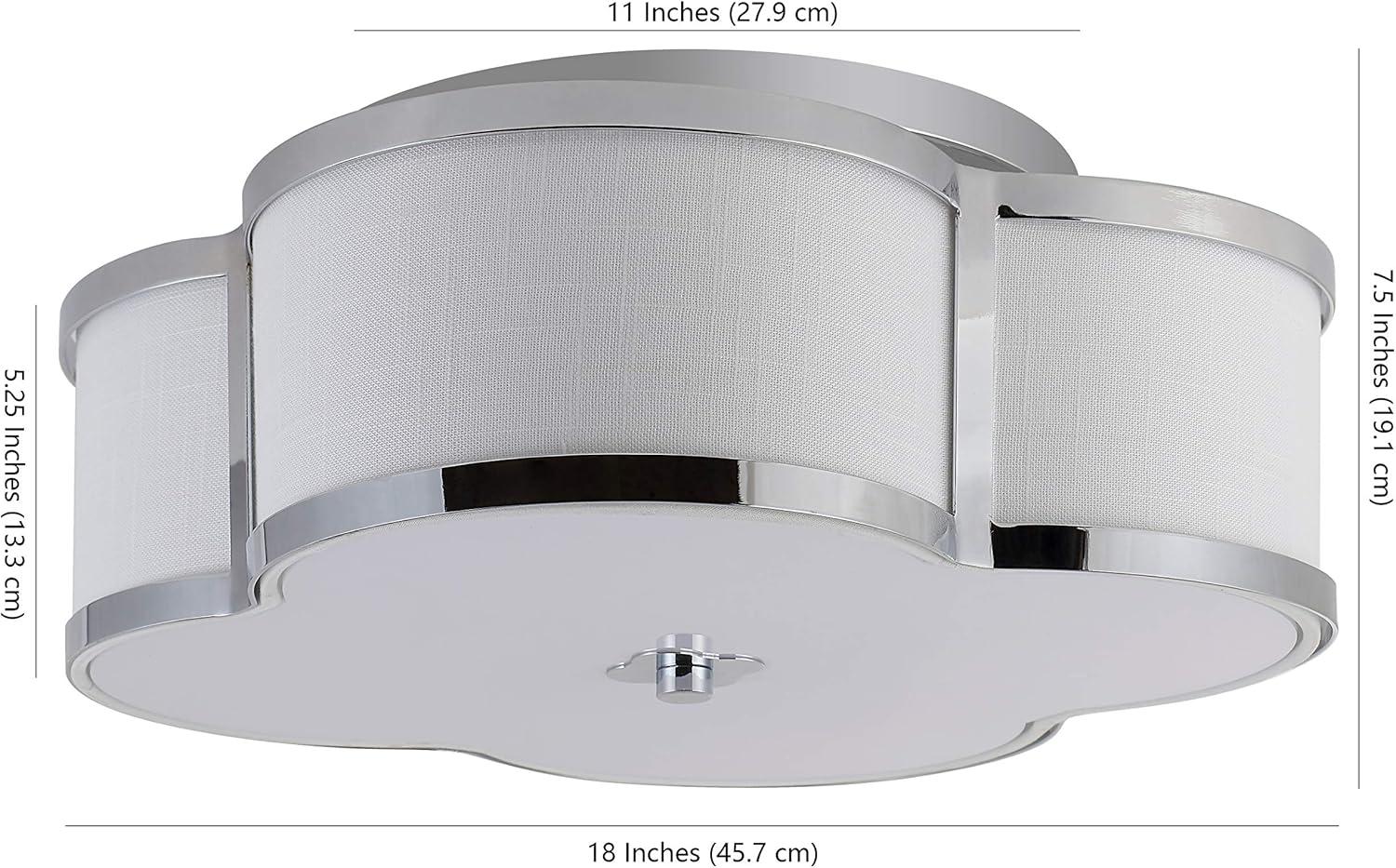 imageJONATHAN Y JYL9507B Quatrefoil Scalloped Shade Metal Classic LED Flush Mount Glam Dimmable for Kitchen Hallway Bathroom 2 Light Brass GoldChrome