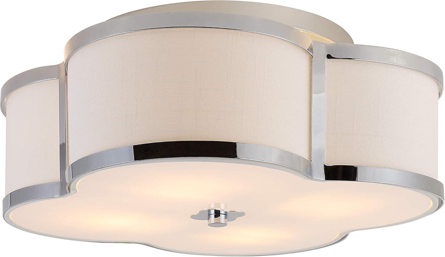 imageJONATHAN Y JYL9507B Quatrefoil Scalloped Shade Metal Classic LED Flush Mount Glam Dimmable for Kitchen Hallway Bathroom 2 Light Brass GoldChrome