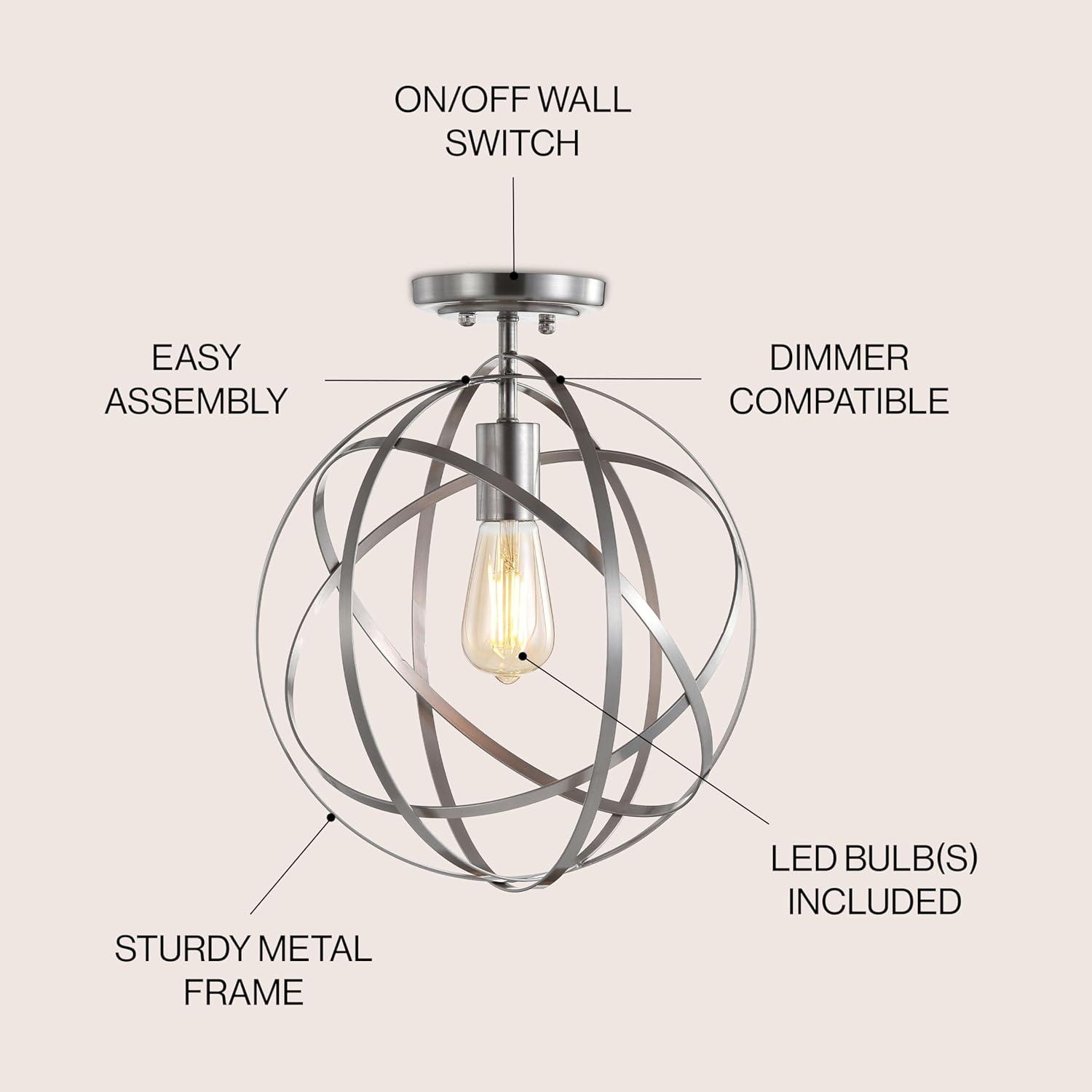 imageJONATHAN Y JYL9515A Alba 85quot Orb Metal LED Flush Mount Contemporary Dimmable 2700K Cozy Warm Light for KitchenHallwayBathroomStairwell OilRubbedBronzeNickel