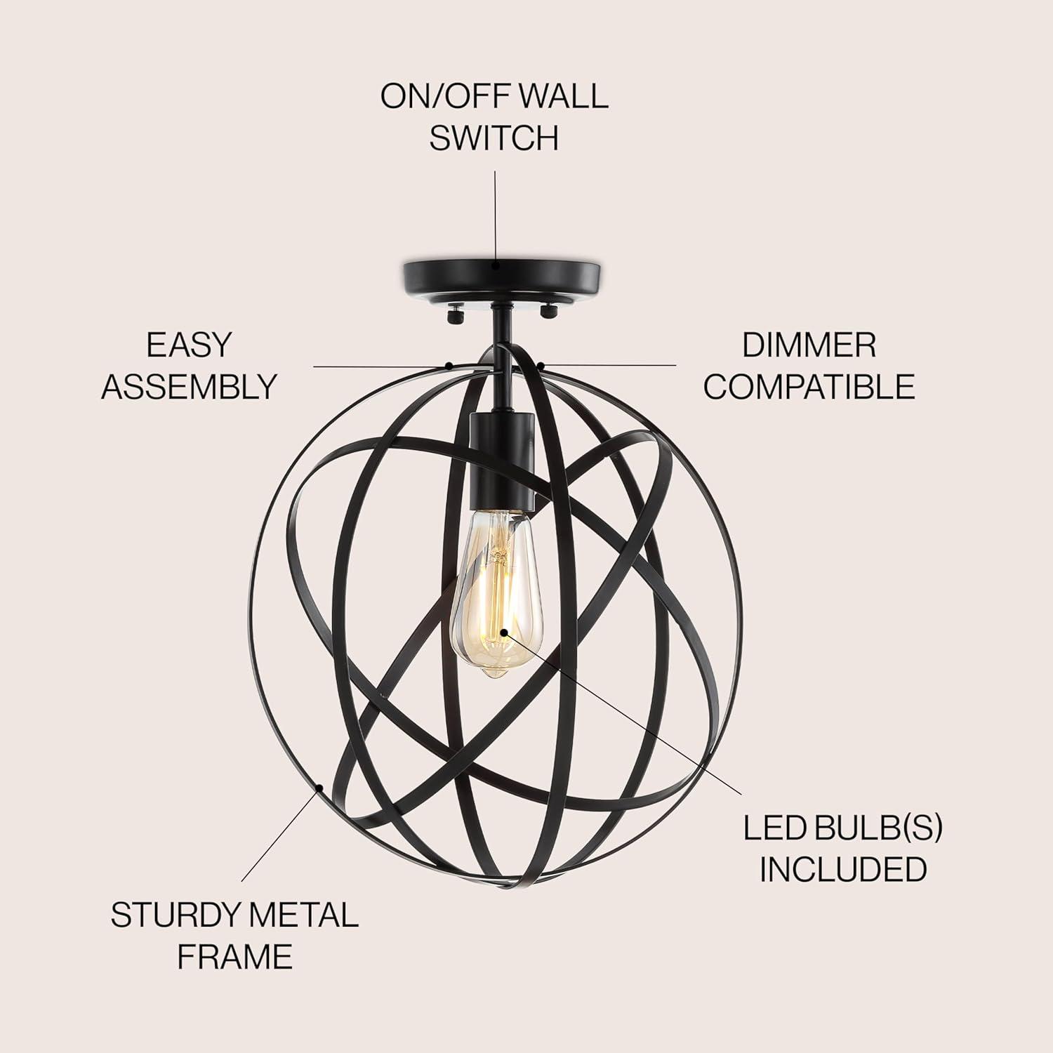 imageJONATHAN Y JYL9515A Alba 85quot Orb Metal LED Flush Mount Contemporary Dimmable 2700K Cozy Warm Light for KitchenHallwayBathroomStairwell OilRubbedBronzeOilRubbed Bronze