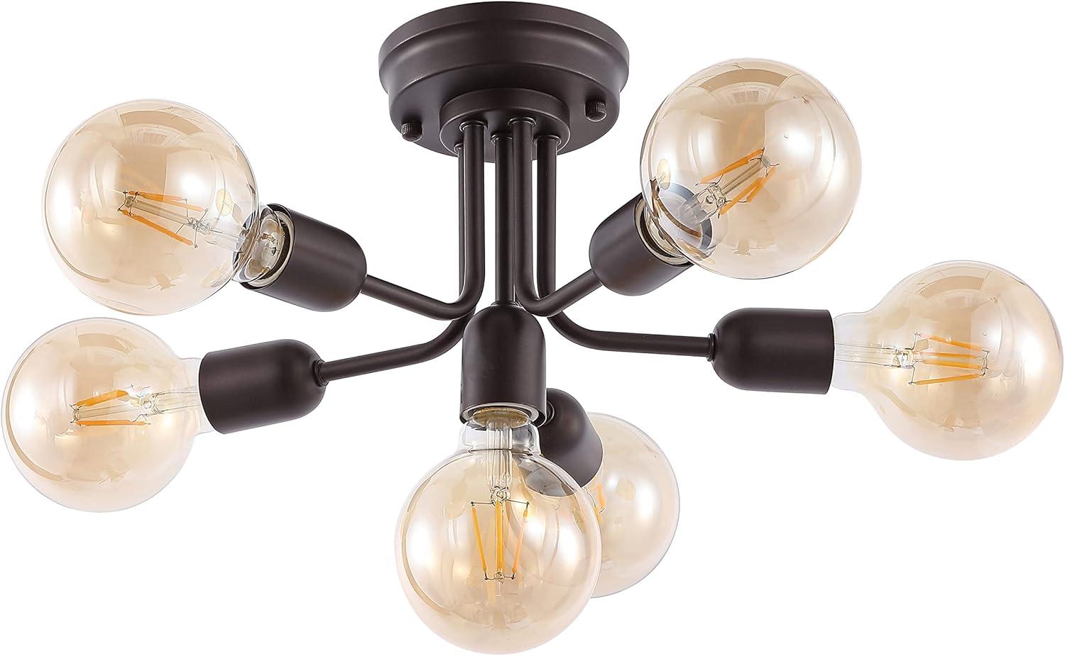 imageJONATHAN Y JYL9541A Marcel 20quot 6Light Globe Farmhouse Modern Iron Bistro LED Semi Flush Mount Transitional Industrial Kitchen Hallway Bathroom Bedroom Entryway Foyer Oil Rubbed Bronze