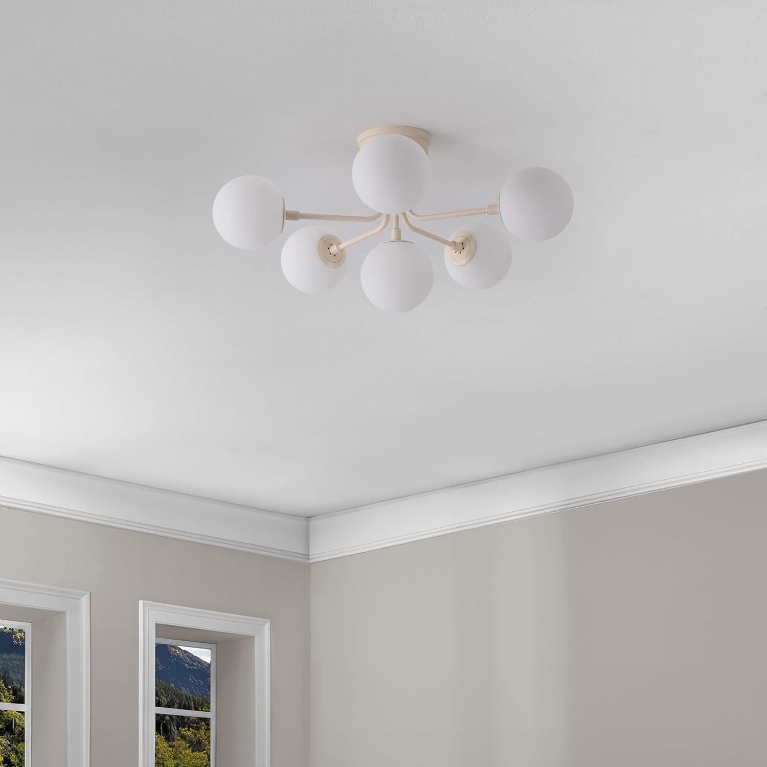 imageJONATHAN Y JYL9542A Olivier Parisian 24quot 6Light Globe Modern Industrial Iron Bistro LED Semi Flush Mount Transitional Farmhouse Kitchen Hallway Bathroom Bedroom Entryway Foyer GoldBeige