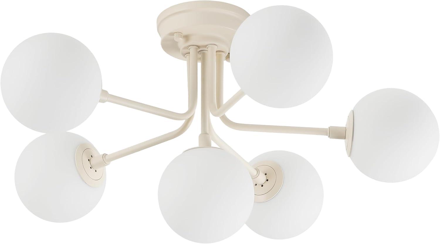 imageJONATHAN Y JYL9542A Olivier Parisian 24quot 6Light Globe Modern Industrial Iron Bistro LED Semi Flush Mount Transitional Farmhouse Kitchen Hallway Bathroom Bedroom Entryway Foyer GoldBeige