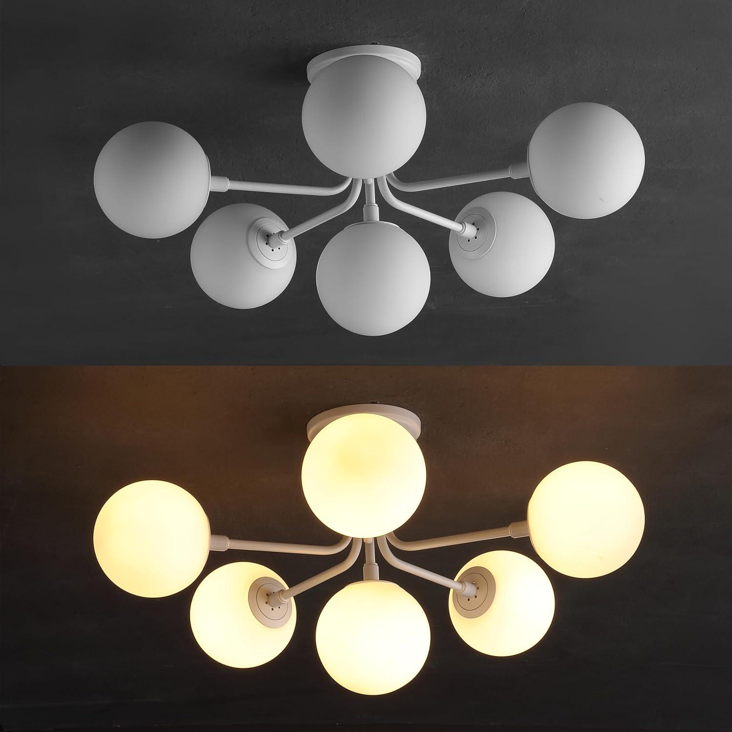 imageJONATHAN Y JYL9542A Olivier Parisian 24quot 6Light Globe Modern Industrial Iron Bistro LED Semi Flush Mount Transitional Farmhouse Kitchen Hallway Bathroom Bedroom Entryway Foyer GoldWhite