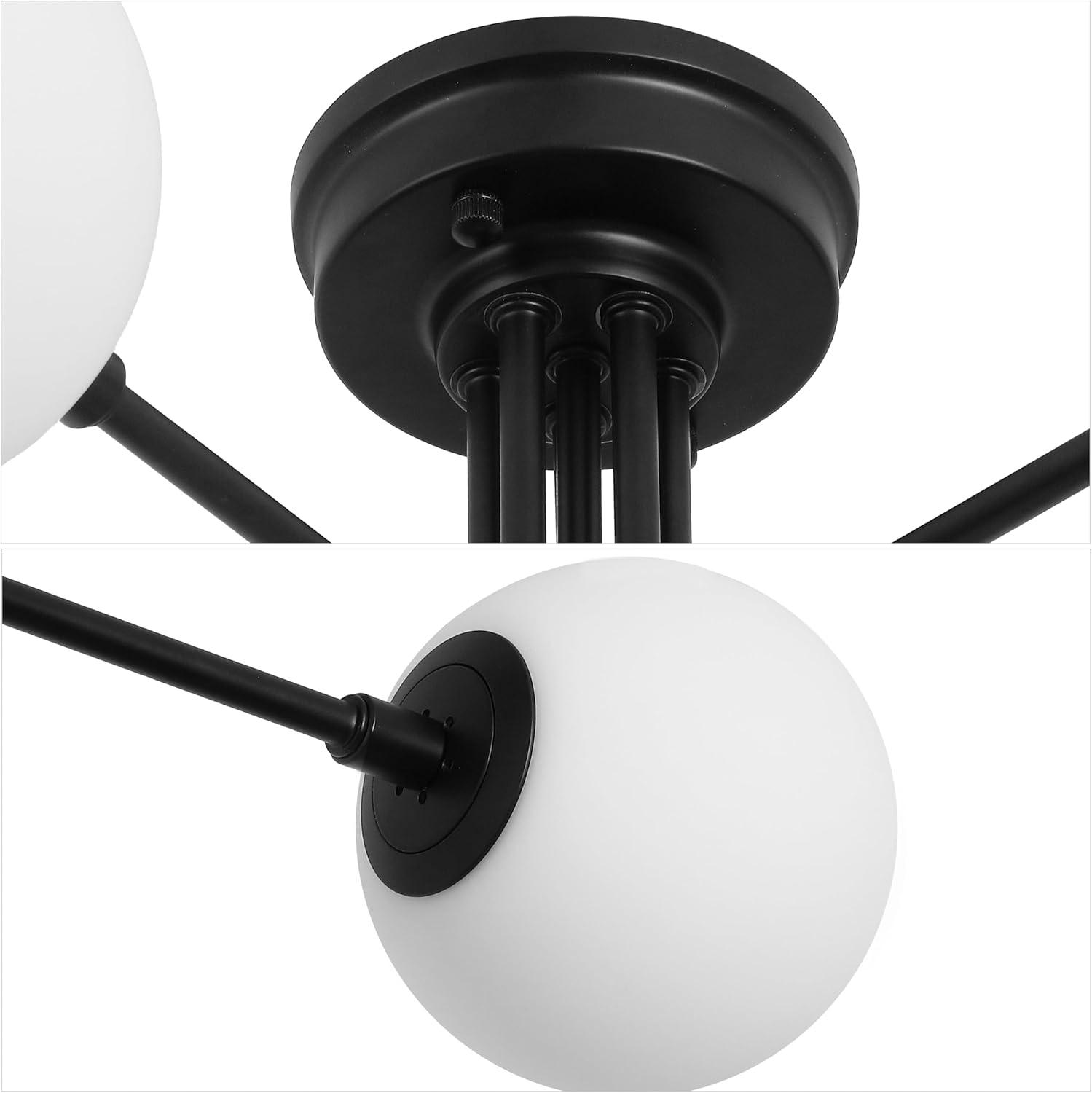 imageJONATHAN Y JYL9542A Olivier Parisian 24quot 6Light Globe Modern Industrial Iron Bistro LED Semi Flush Mount Transitional Farmhouse Kitchen Hallway Bathroom Bedroom Entryway Foyer GoldBlack