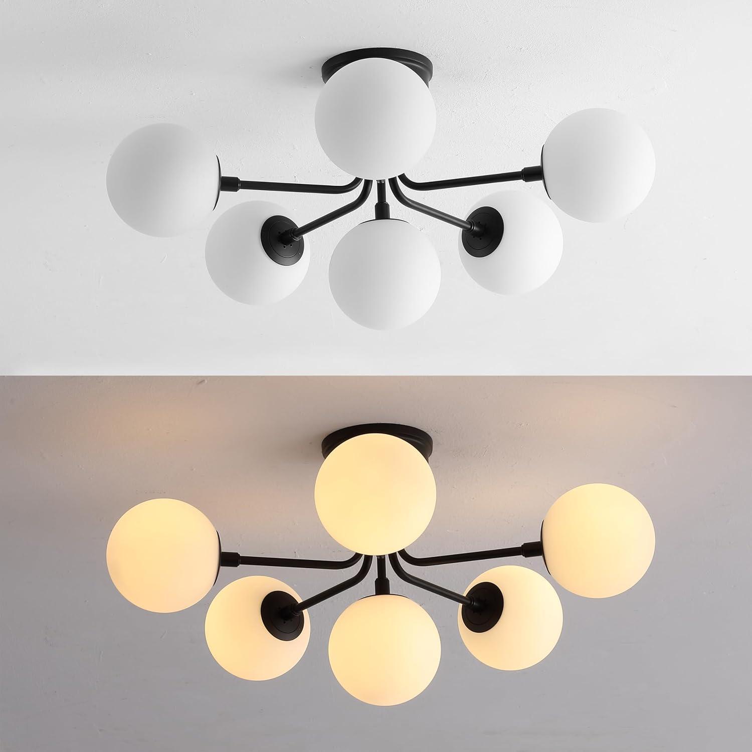 imageJONATHAN Y JYL9542A Olivier Parisian 24quot 6Light Globe Modern Industrial Iron Bistro LED Semi Flush Mount Transitional Farmhouse Kitchen Hallway Bathroom Bedroom Entryway Foyer GoldBlack