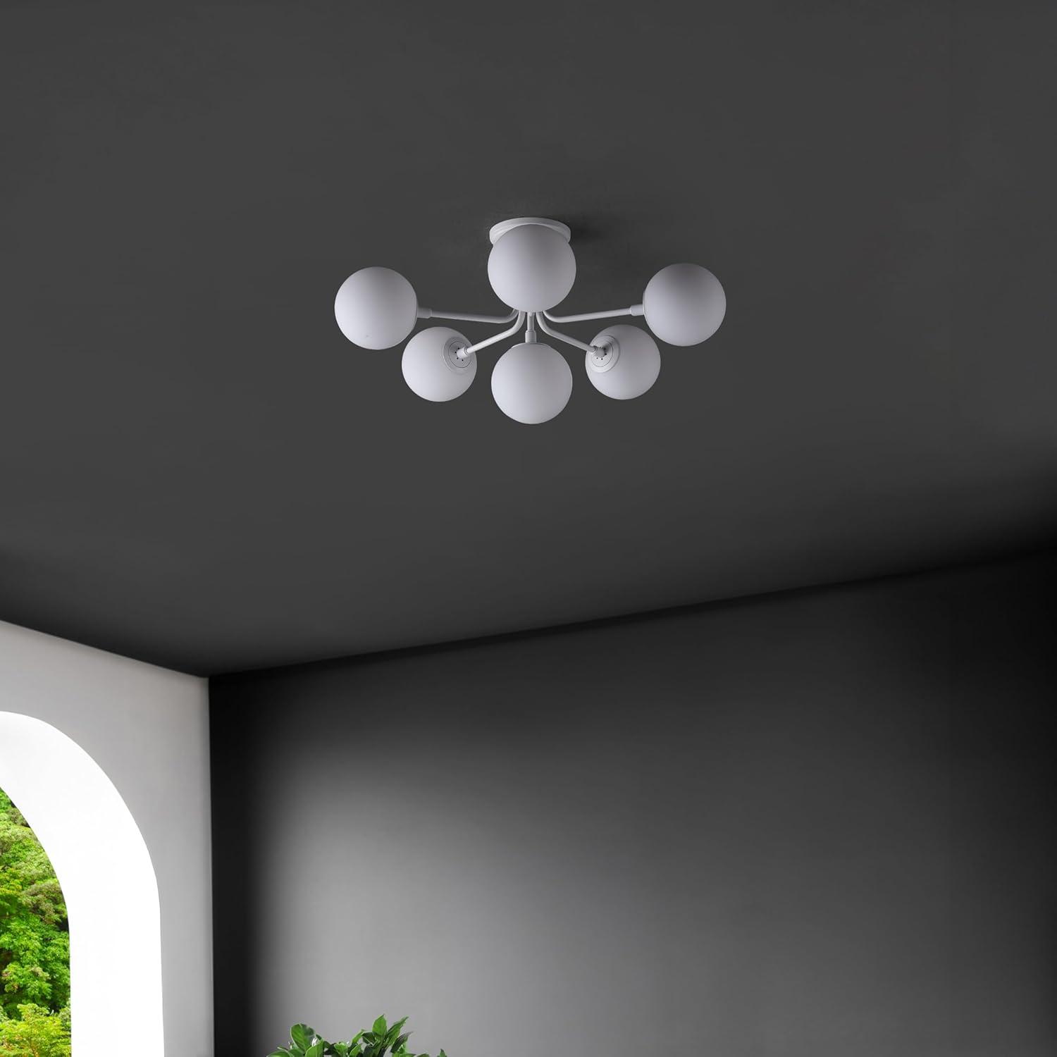 imageJONATHAN Y JYL9542A Olivier Parisian 24quot 6Light Globe Modern Industrial Iron Bistro LED Semi Flush Mount Transitional Farmhouse Kitchen Hallway Bathroom Bedroom Entryway Foyer GoldWhite