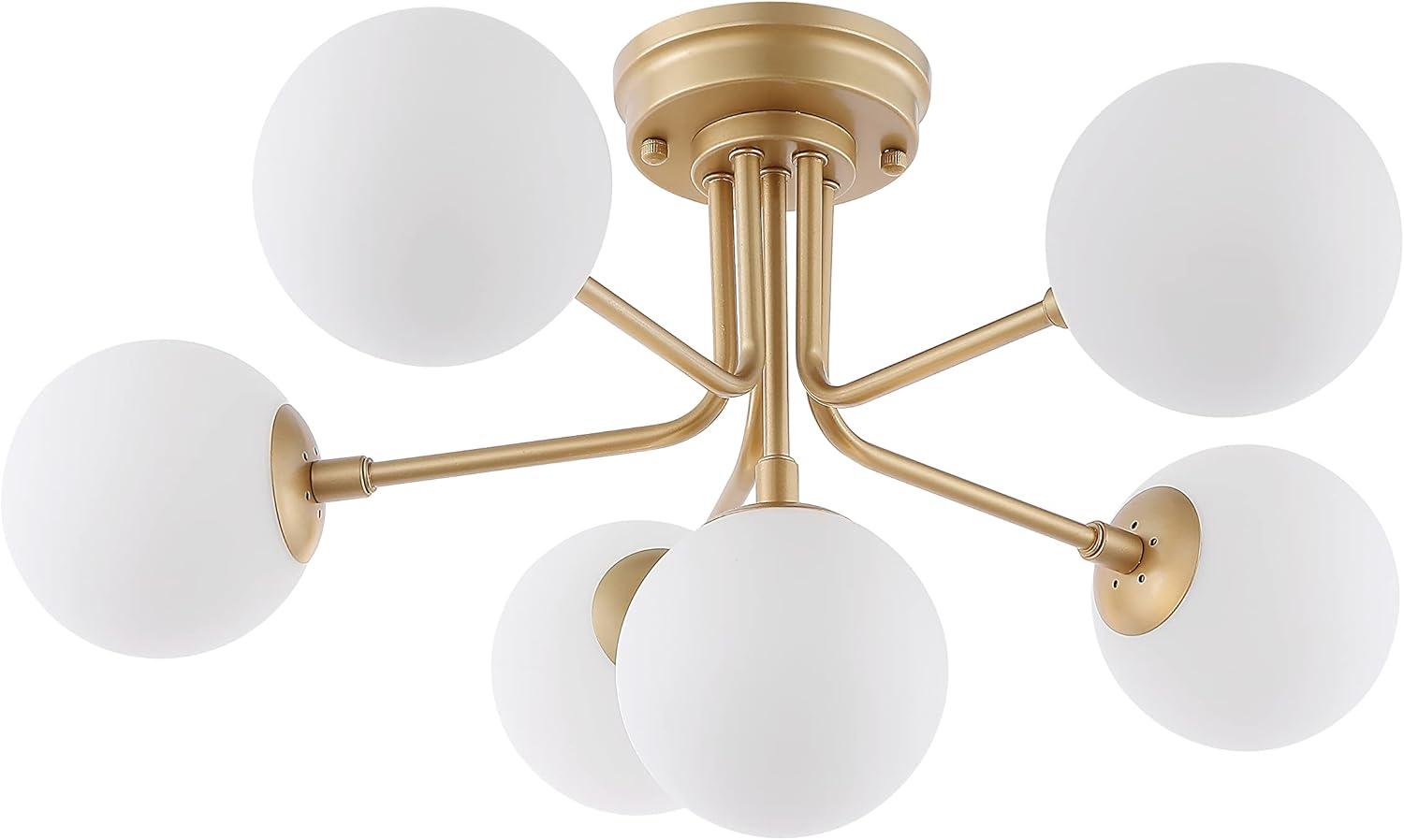 imageJONATHAN Y JYL9542A Olivier Parisian 24quot 6Light Globe Modern Industrial Iron Bistro LED Semi Flush Mount Transitional Farmhouse Kitchen Hallway Bathroom Bedroom Entryway Foyer GoldGold