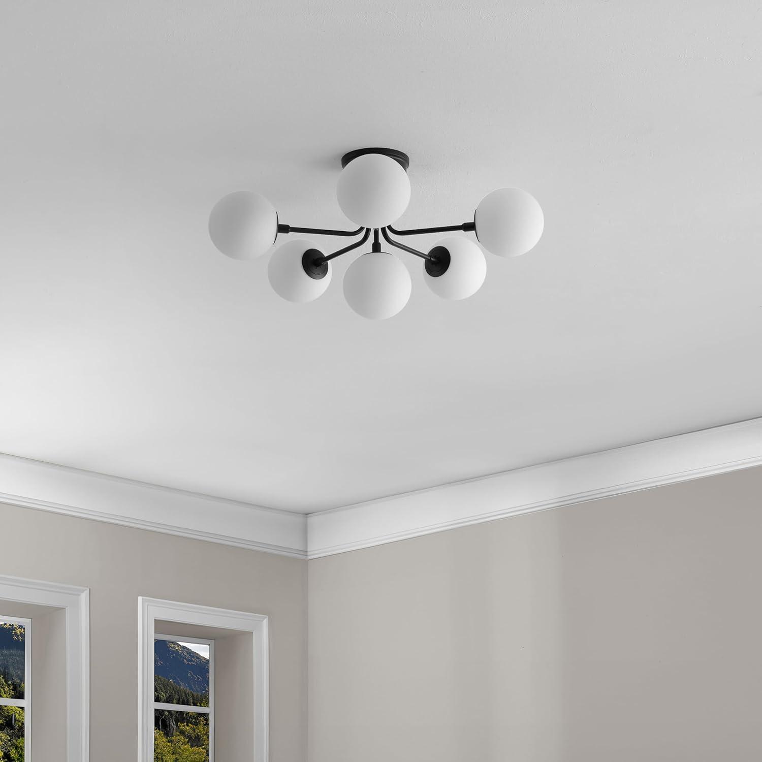 imageJONATHAN Y JYL9542A Olivier Parisian 24quot 6Light Globe Modern Industrial Iron Bistro LED Semi Flush Mount Transitional Farmhouse Kitchen Hallway Bathroom Bedroom Entryway Foyer GoldBlack