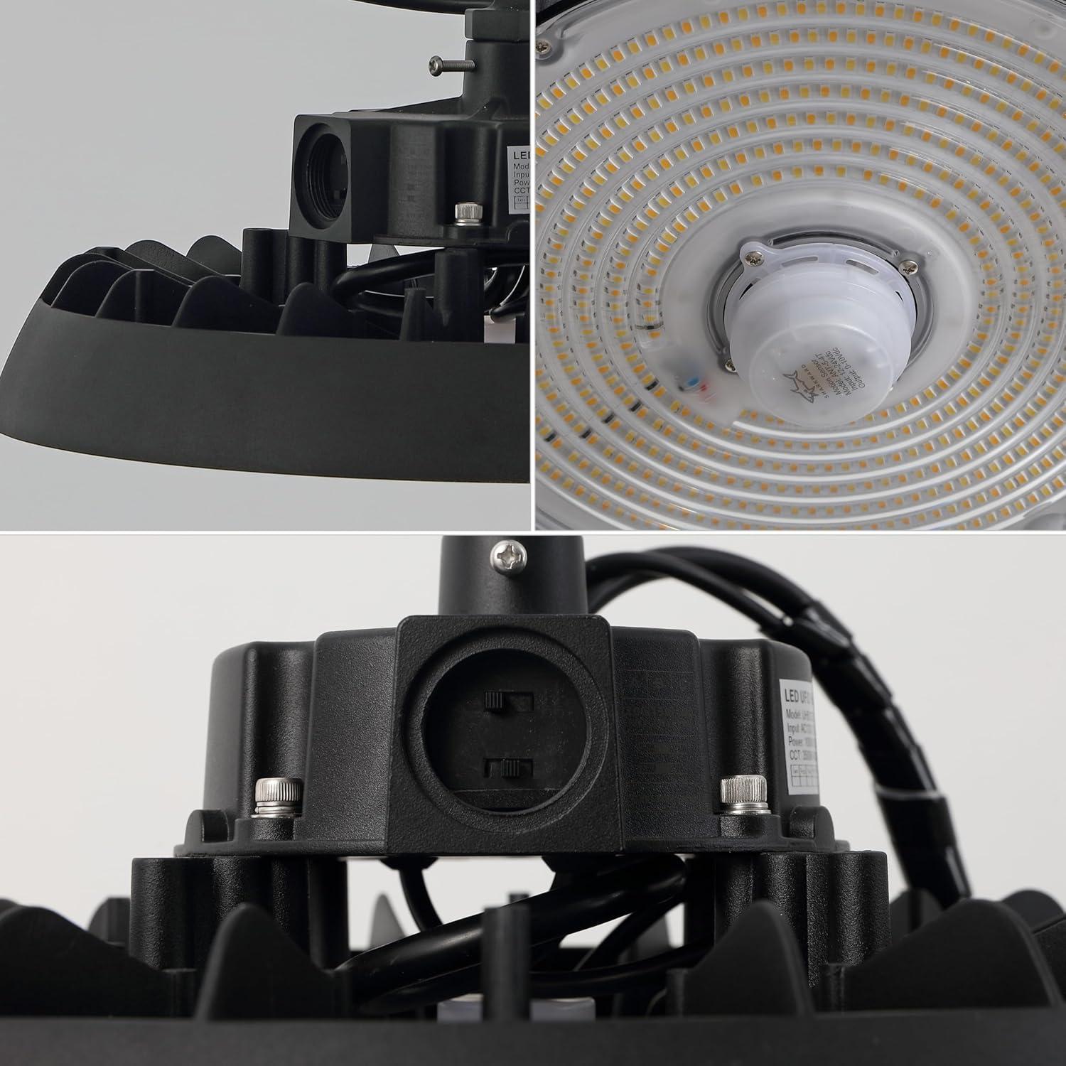 imageJONATHAN Y JYL9803A 12 in 200Watt Integrated LED Motion Sensor High Bay Indoor Outdoor UFO Light with 26000 Lumens 5000K BlackBlack