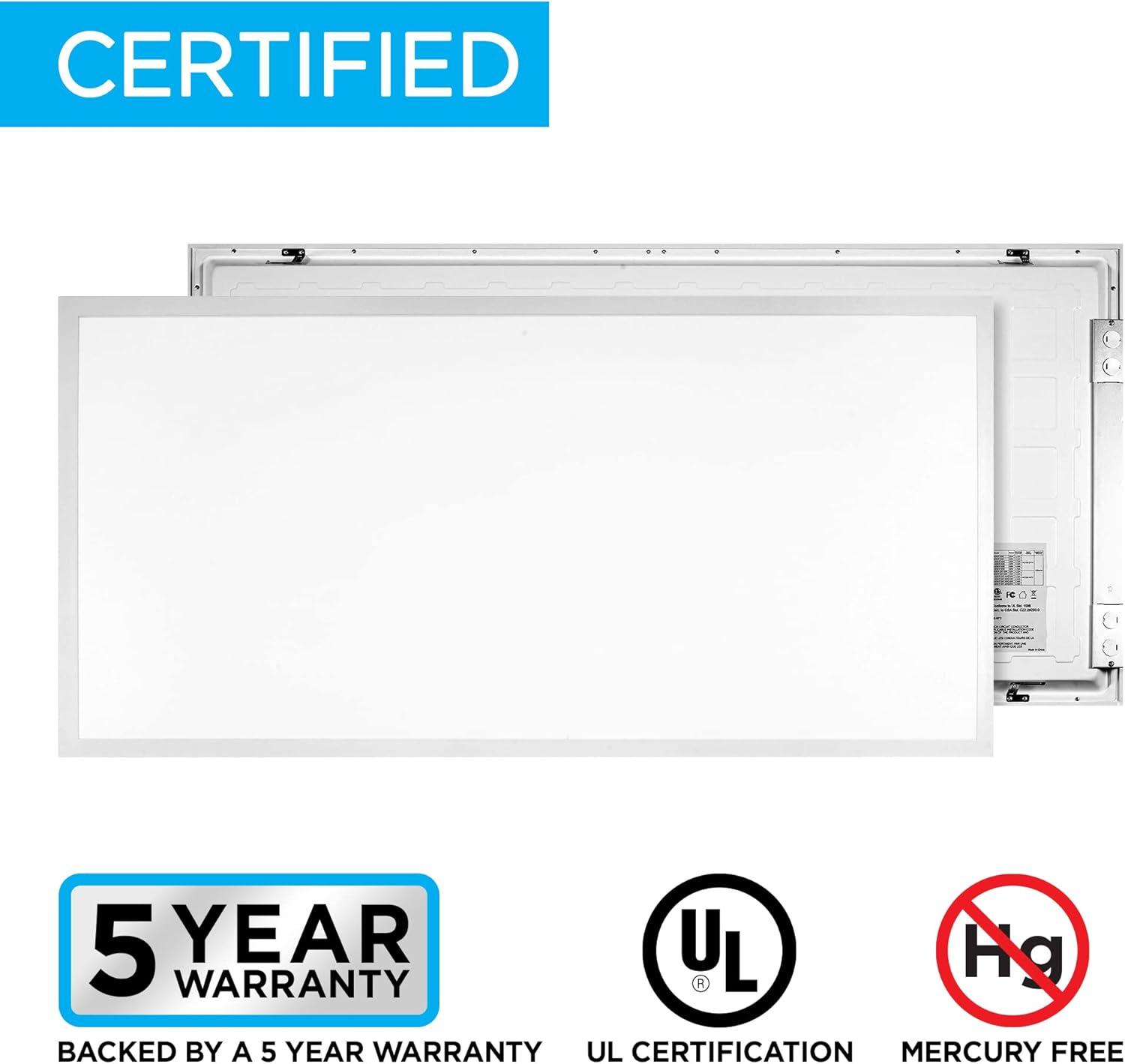 imageJONATHAN Y JYL9805ASET2 2 ft X 4 ft 50Watt Dimmable Integrated LED Flat Panel Flush Mount Light with 5500 Lumens 5000K White Set of 2Rectangular