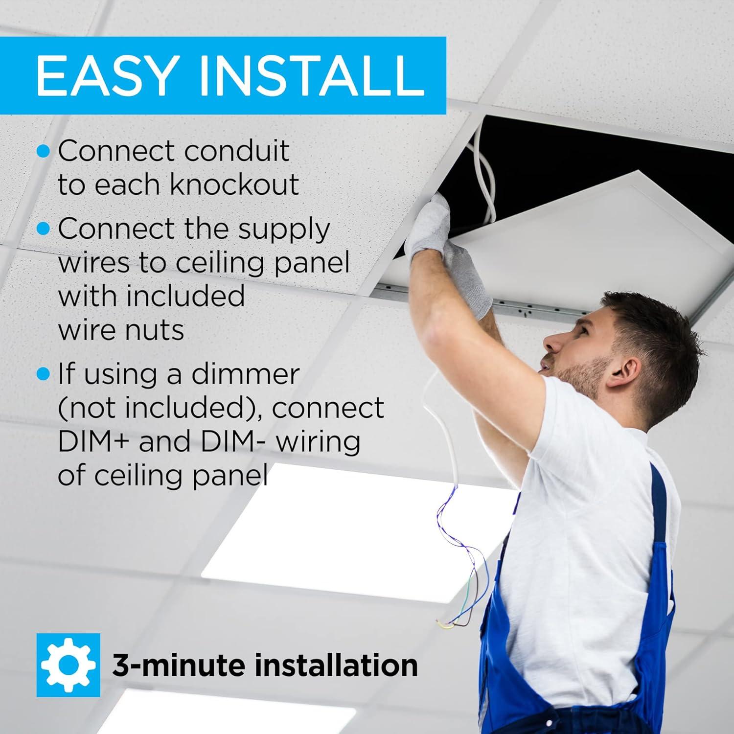 imageJONATHAN Y JYL9805ASET2 2 ft X 4 ft 50Watt Dimmable Integrated LED Flat Panel Flush Mount Light with 5500 Lumens 5000K White Set of 2Rectangular