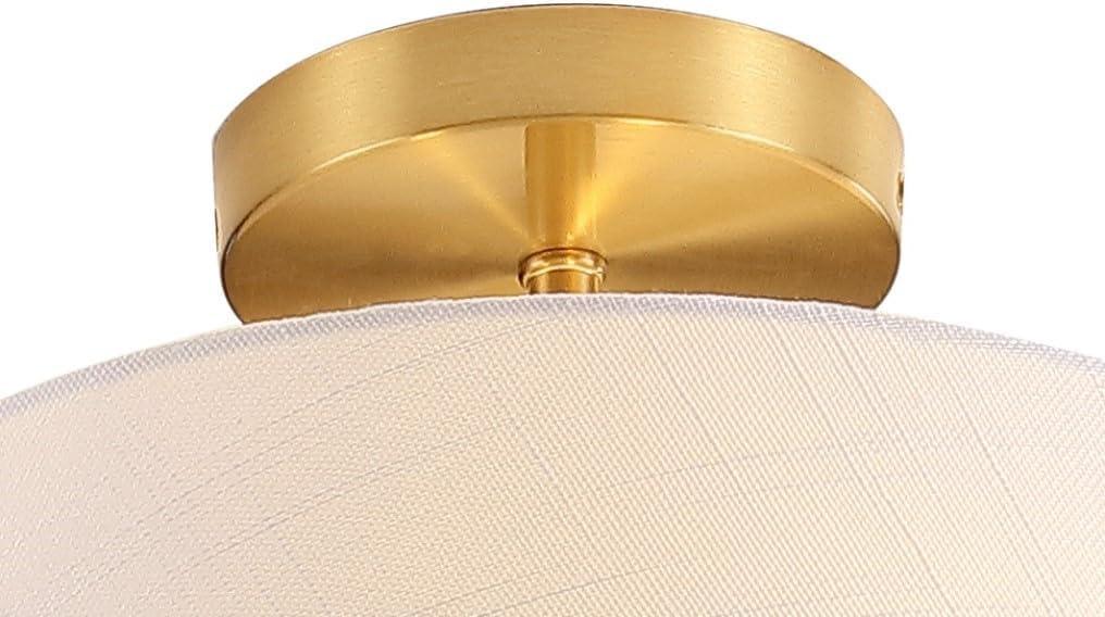 imageJONATHAN Y JYL9922A Isabella 15quot 3Light Modern Midcentury Iron LED Semi Flush Mount Contemporary French Country 2700K Cozy Warm Light Kitchen Hallway Bathroom Bedroom Foyer Brass GoldWhite