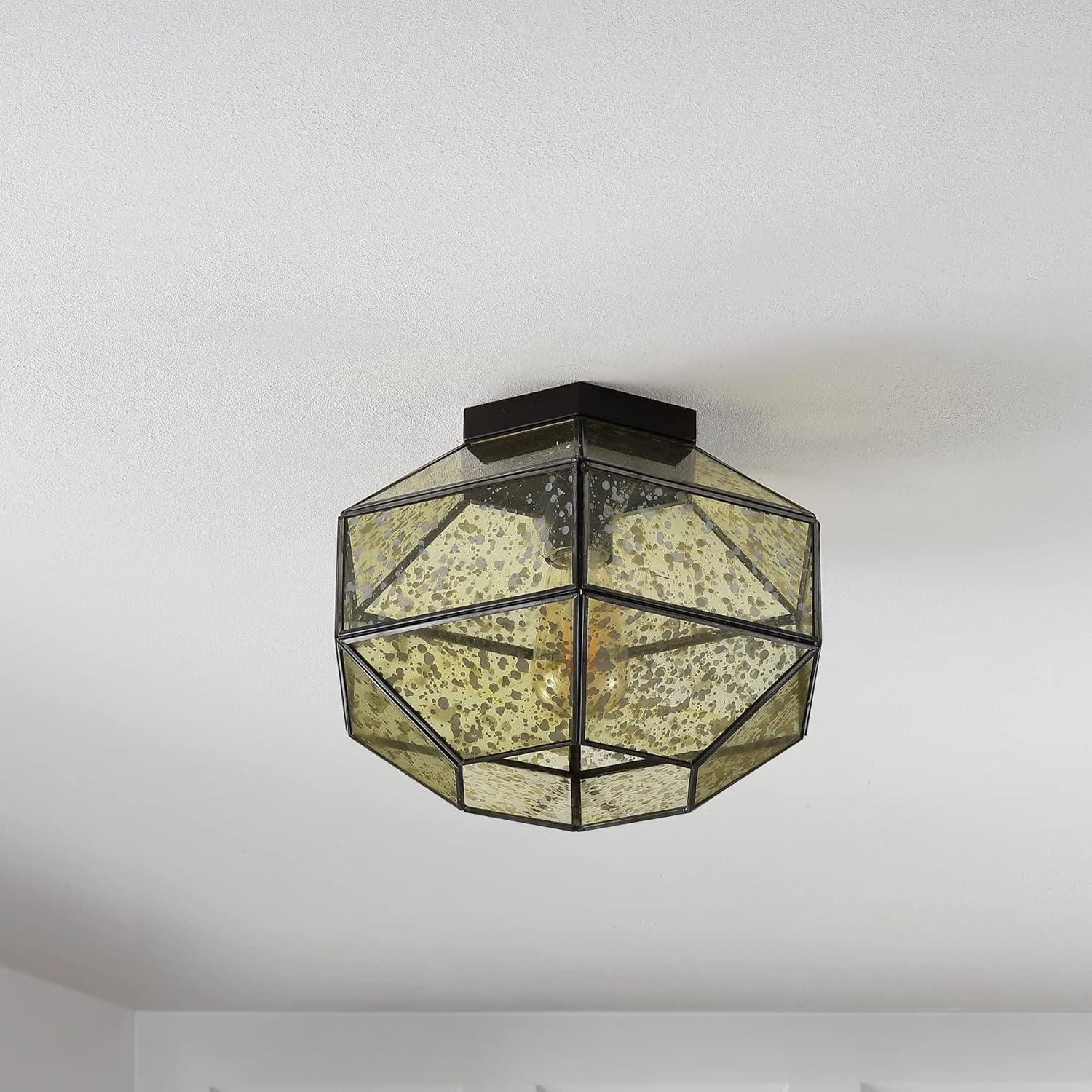 imageJONATHAN Y JYL9924A Evelyn 125quot 1Light Vintage Farmhouse IronGlass LED Flush Mount Modern Contemporary 2700K Cozy Warm Light Kitchen Hallway Bathroom Stairwell Entryway Foyer Oil Rubbed Bronze