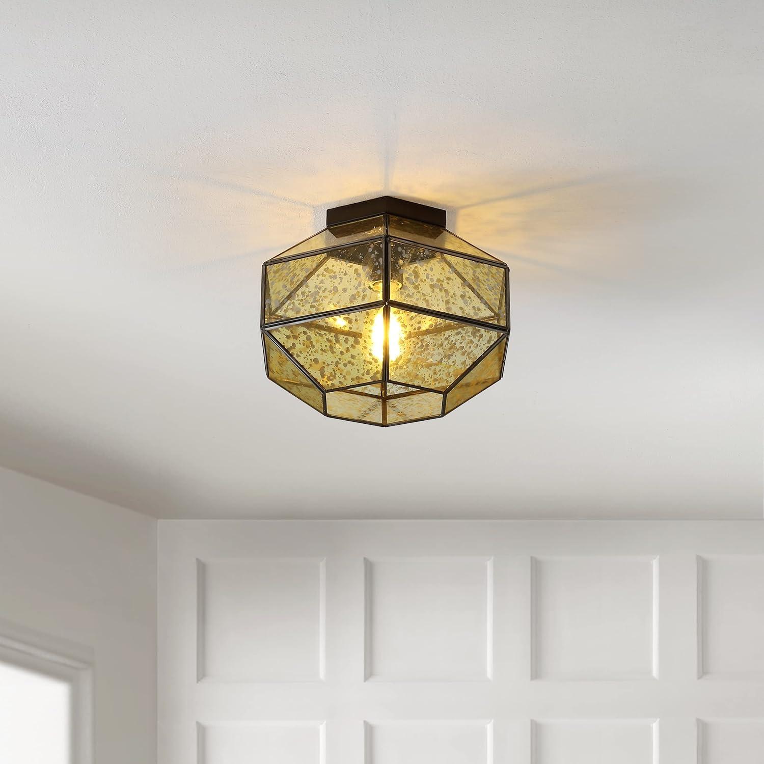 imageJONATHAN Y JYL9924A Evelyn 125quot 1Light Vintage Farmhouse IronGlass LED Flush Mount Modern Contemporary 2700K Cozy Warm Light Kitchen Hallway Bathroom Stairwell Entryway Foyer Oil Rubbed Bronze