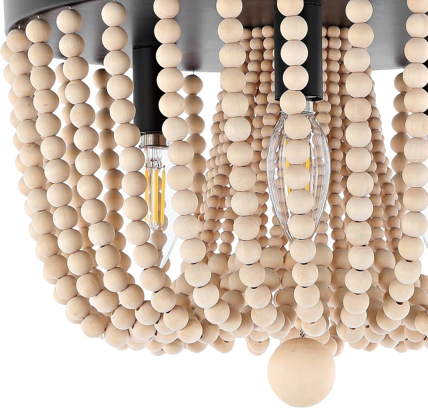 imageJONATHAN Y JYL9929A Eivissa 13quot 3Light Coastal Farmhouse IronWood Bead LED Flush Mount Modern Contemporary 2700K Cozy Warm Light Kitchen Hallway Bathroom Stairwell Foyer Oil Rubbed Bronze