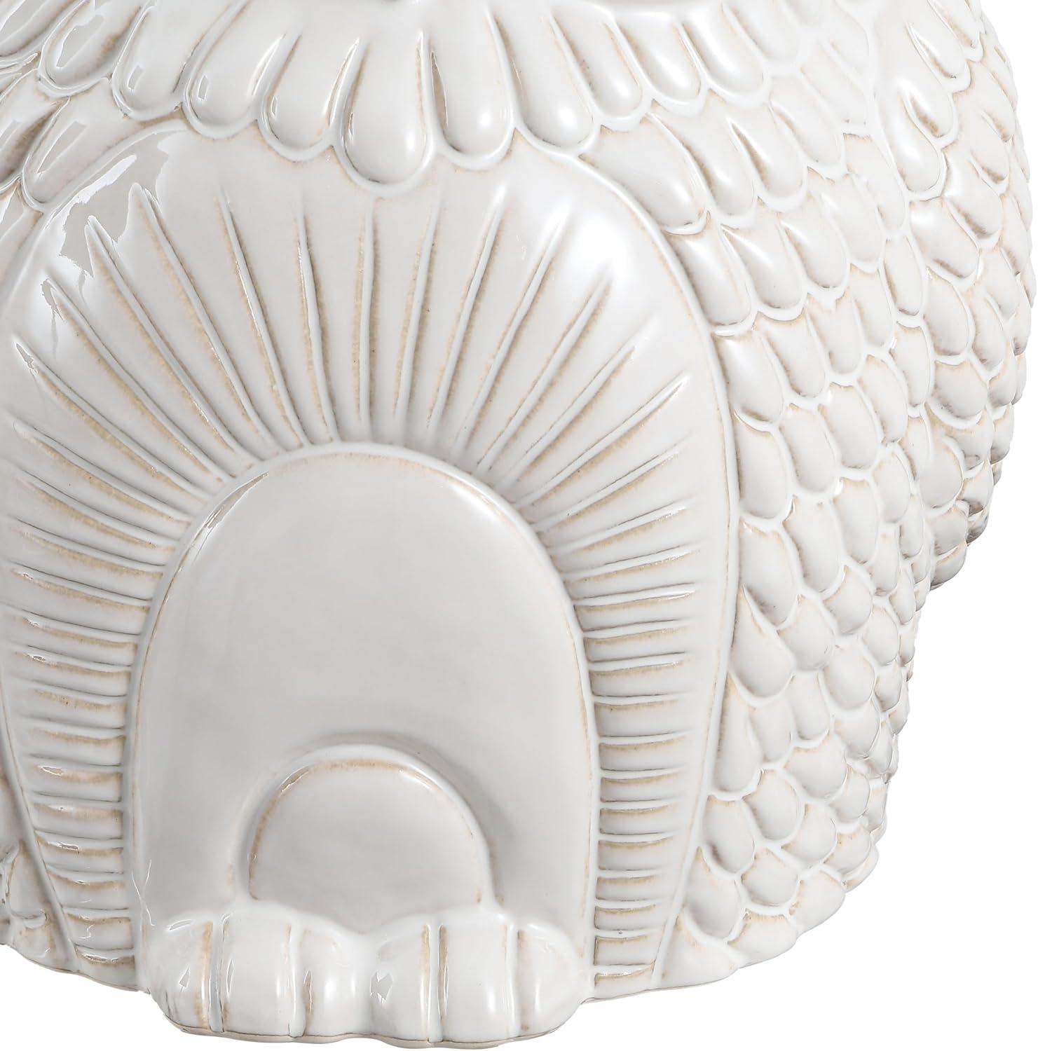 imageJONATHAN Y TBL1035B Millie 175quot Classic Vintage Ceramic IndoorOutdoor Owl Garden Stool Bohemian Coastal Cottage Traditional SpillProof Living Room Garden Room Patio Blue CracksWhite