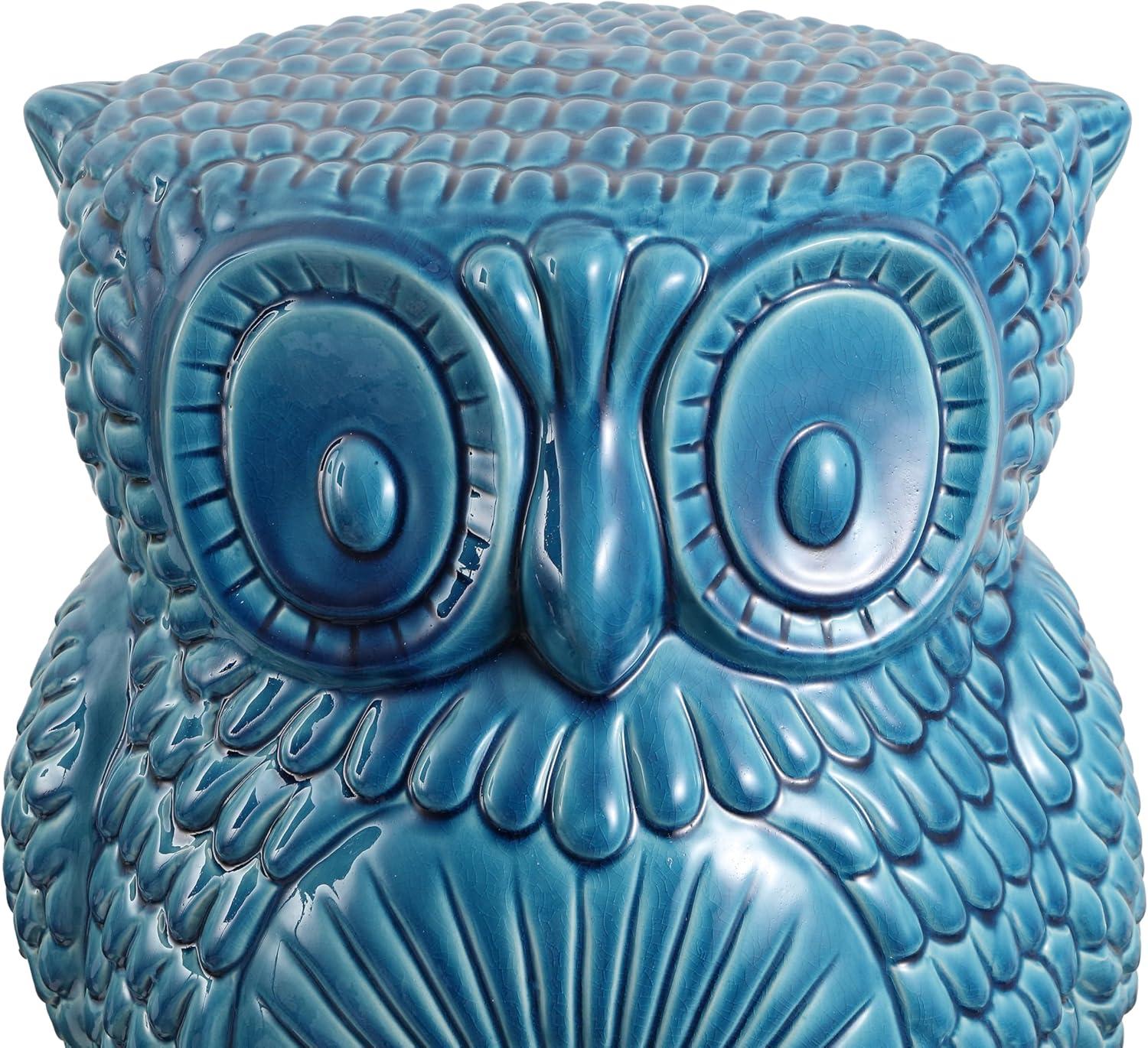 imageJONATHAN Y TBL1035B Millie 175quot Classic Vintage Ceramic IndoorOutdoor Owl Garden Stool Bohemian Coastal Cottage Traditional SpillProof Living Room Garden Room Patio Blue CracksBlue Cracks