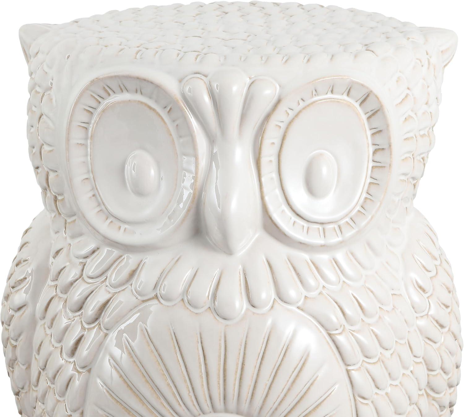 imageJONATHAN Y TBL1035B Millie 175quot Classic Vintage Ceramic IndoorOutdoor Owl Garden Stool Bohemian Coastal Cottage Traditional SpillProof Living Room Garden Room Patio Blue CracksWhite