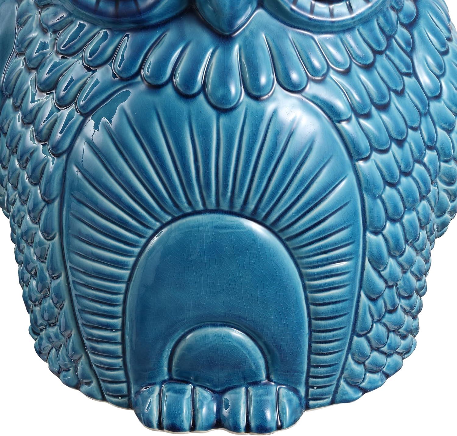 imageJONATHAN Y TBL1035B Millie 175quot Classic Vintage Ceramic IndoorOutdoor Owl Garden Stool Bohemian Coastal Cottage Traditional SpillProof Living Room Garden Room Patio Blue CracksBlue Cracks