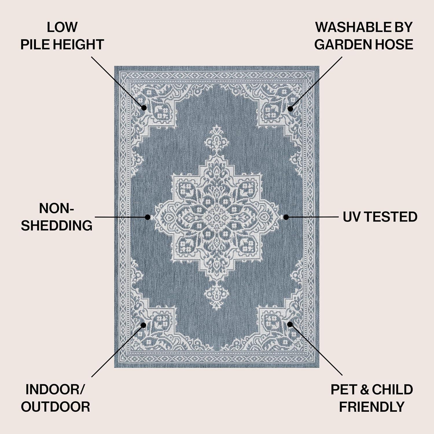 imageJONATHAN Y Vintage Medallion Indoor Outdoor Area Rug 8X10 TerraCream Arden Casual for Backyard Patio Porch EasyCleaning High Traffic PetFriendly NonShedding SMB300E8BlueCream