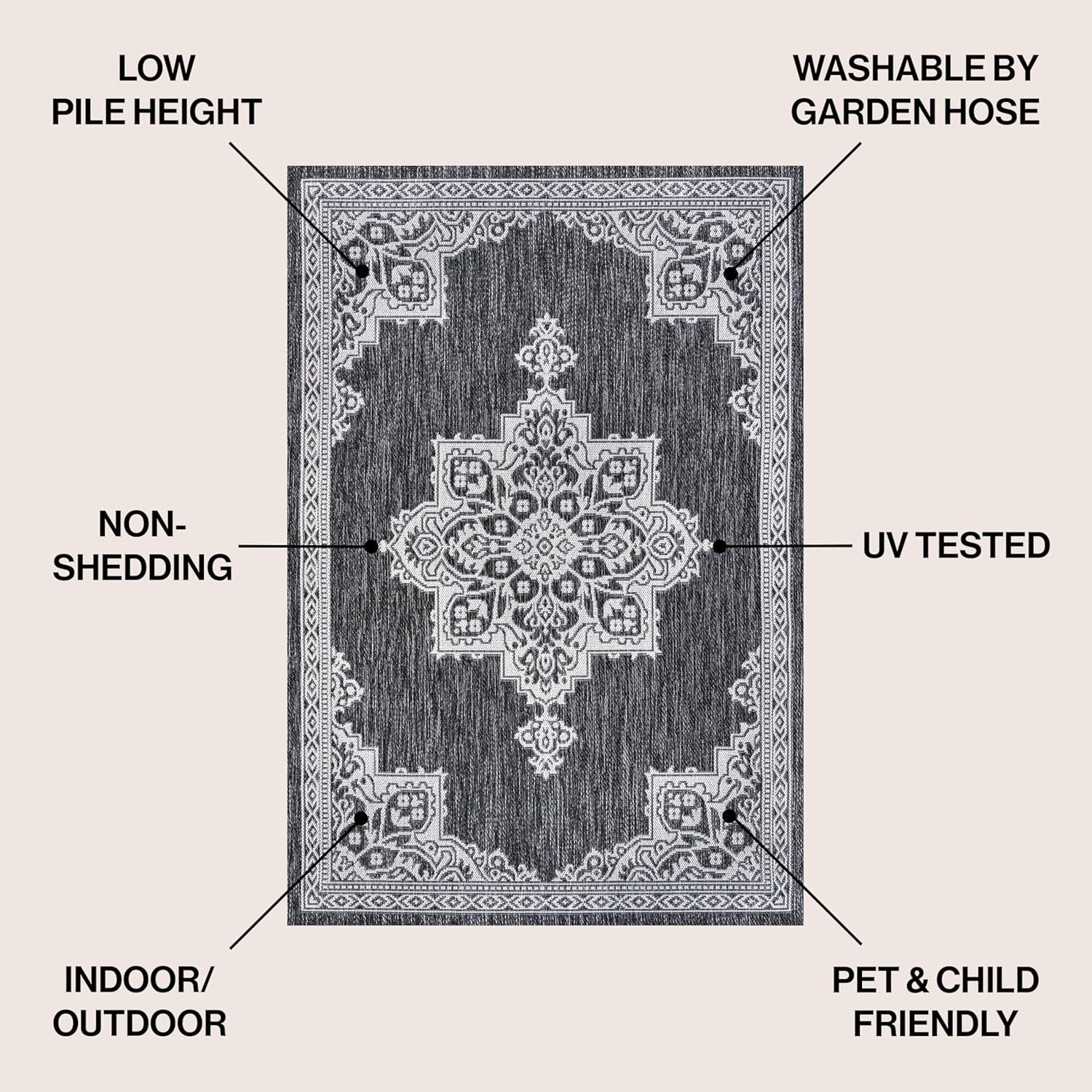 imageJONATHAN Y Vintage Medallion Indoor Outdoor Area Rug 8X10 TerraCream Arden Casual for Backyard Patio Porch EasyCleaning High Traffic PetFriendly NonShedding SMB300E8Dark GrayCream