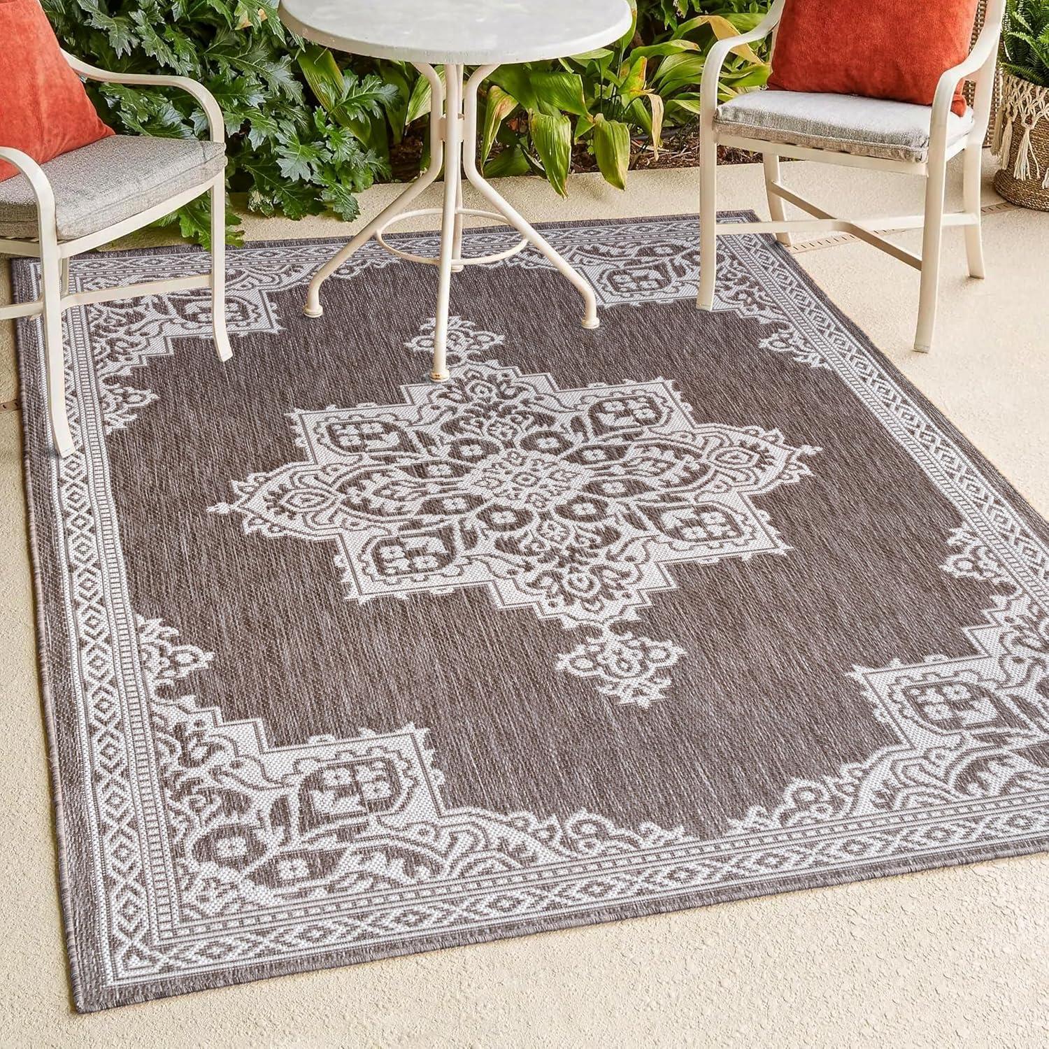 imageJONATHAN Y Vintage Medallion Indoor Outdoor Area Rug 8X10 TerraCream Arden Casual for Backyard Patio Porch EasyCleaning High Traffic PetFriendly NonShedding SMB300E8Light BrownCream