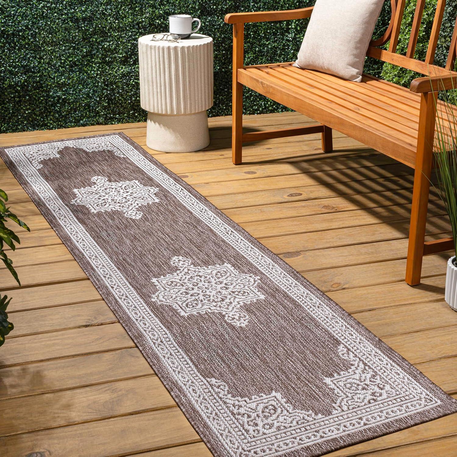 imageJONATHAN Y Vintage Medallion Indoor Outdoor Area Rug 8X10 TerraCream Arden Casual for Backyard Patio Porch EasyCleaning High Traffic PetFriendly NonShedding SMB300E8Light BrownCream