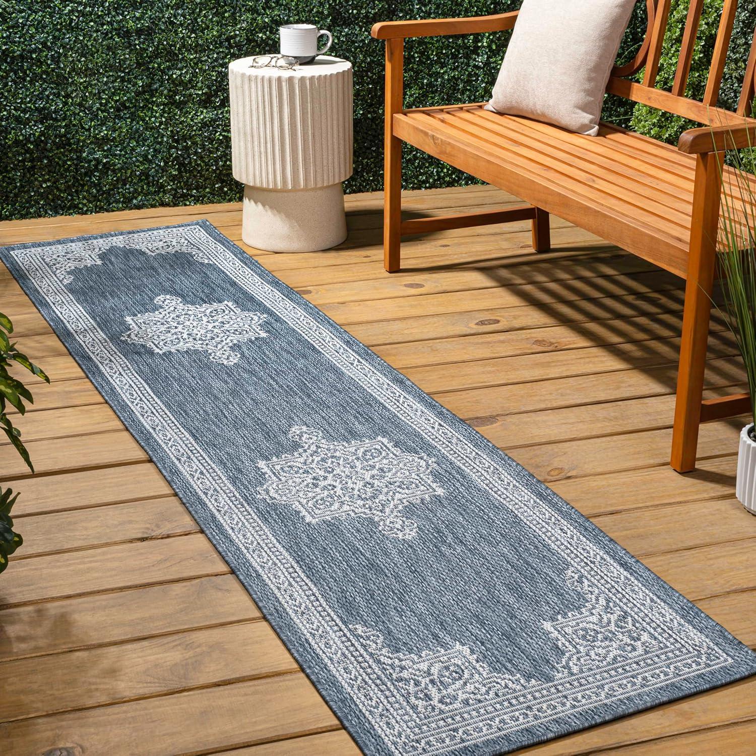 imageJONATHAN Y Vintage Medallion Indoor Outdoor Area Rug 8X10 TerraCream Arden Casual for Backyard Patio Porch EasyCleaning High Traffic PetFriendly NonShedding SMB300E8BlueCream