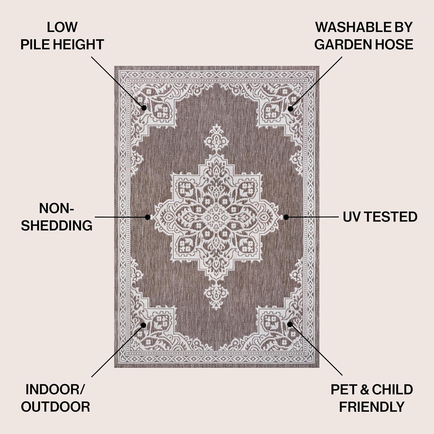 imageJONATHAN Y Vintage Medallion Indoor Outdoor Area Rug 8X10 TerraCream Arden Casual for Backyard Patio Porch EasyCleaning High Traffic PetFriendly NonShedding SMB300E8Light BrownCream
