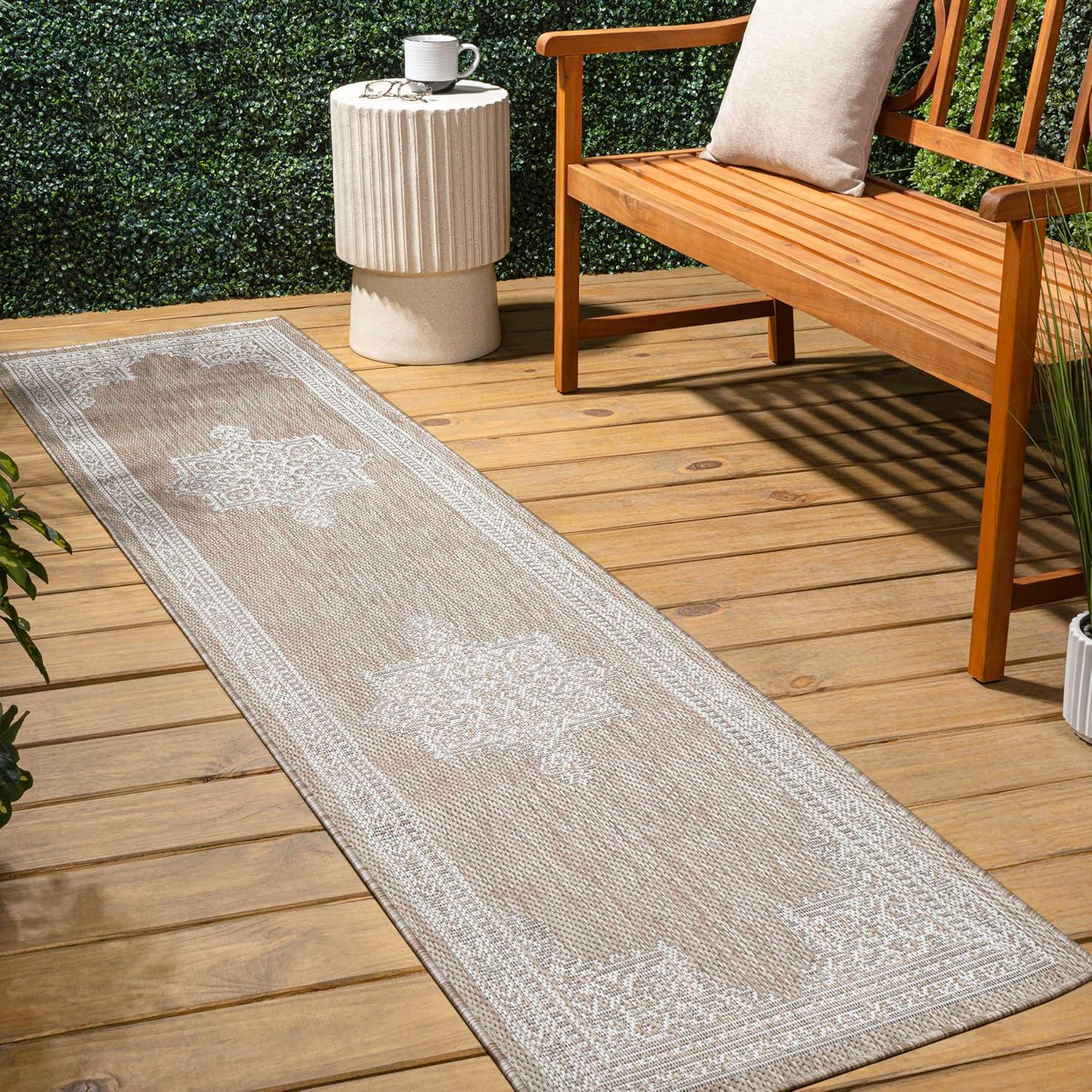 imageJONATHAN Y Vintage Medallion Indoor Outdoor Area Rug 8X10 TerraCream Arden Casual for Backyard Patio Porch EasyCleaning High Traffic PetFriendly NonShedding SMB300E8BeigeCream
