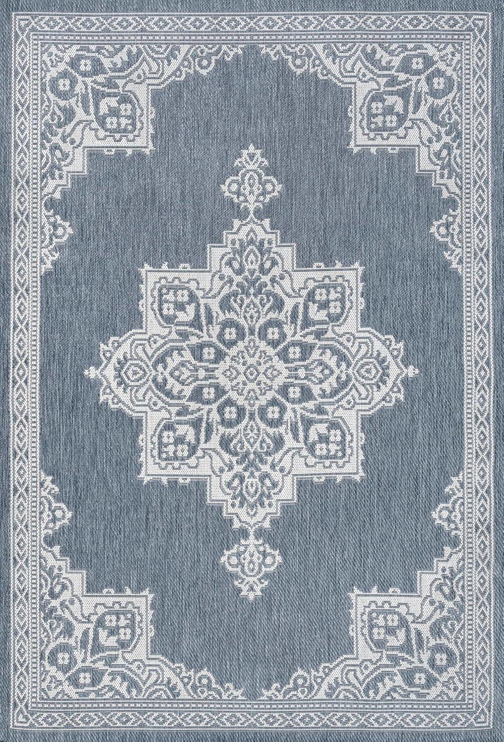 imageJONATHAN Y Vintage Medallion Indoor Outdoor Area Rug 8X10 TerraCream Arden Casual for Backyard Patio Porch EasyCleaning High Traffic PetFriendly NonShedding SMB300E8BlueCream