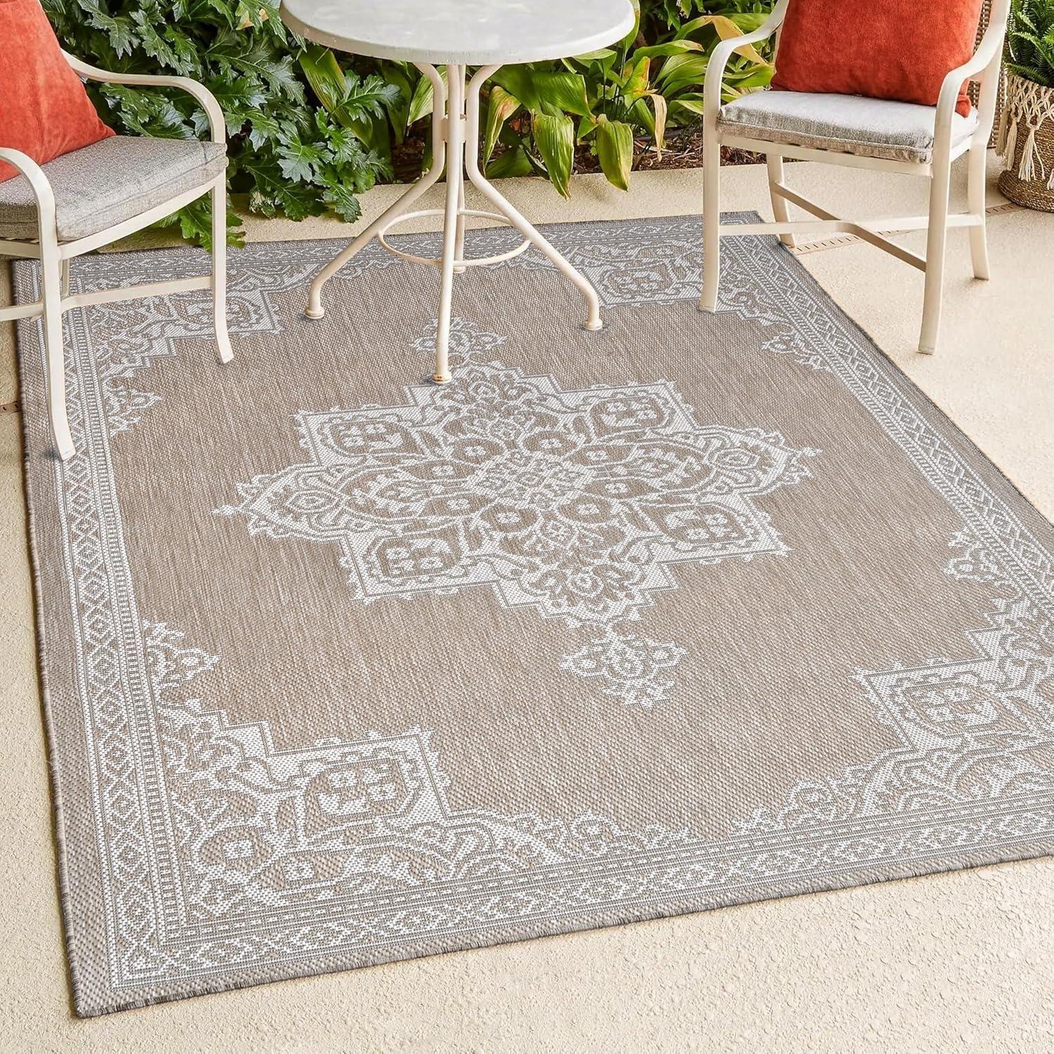 imageJONATHAN Y Vintage Medallion Indoor Outdoor Area Rug 8X10 TerraCream Arden Casual for Backyard Patio Porch EasyCleaning High Traffic PetFriendly NonShedding SMB300E8BeigeCream