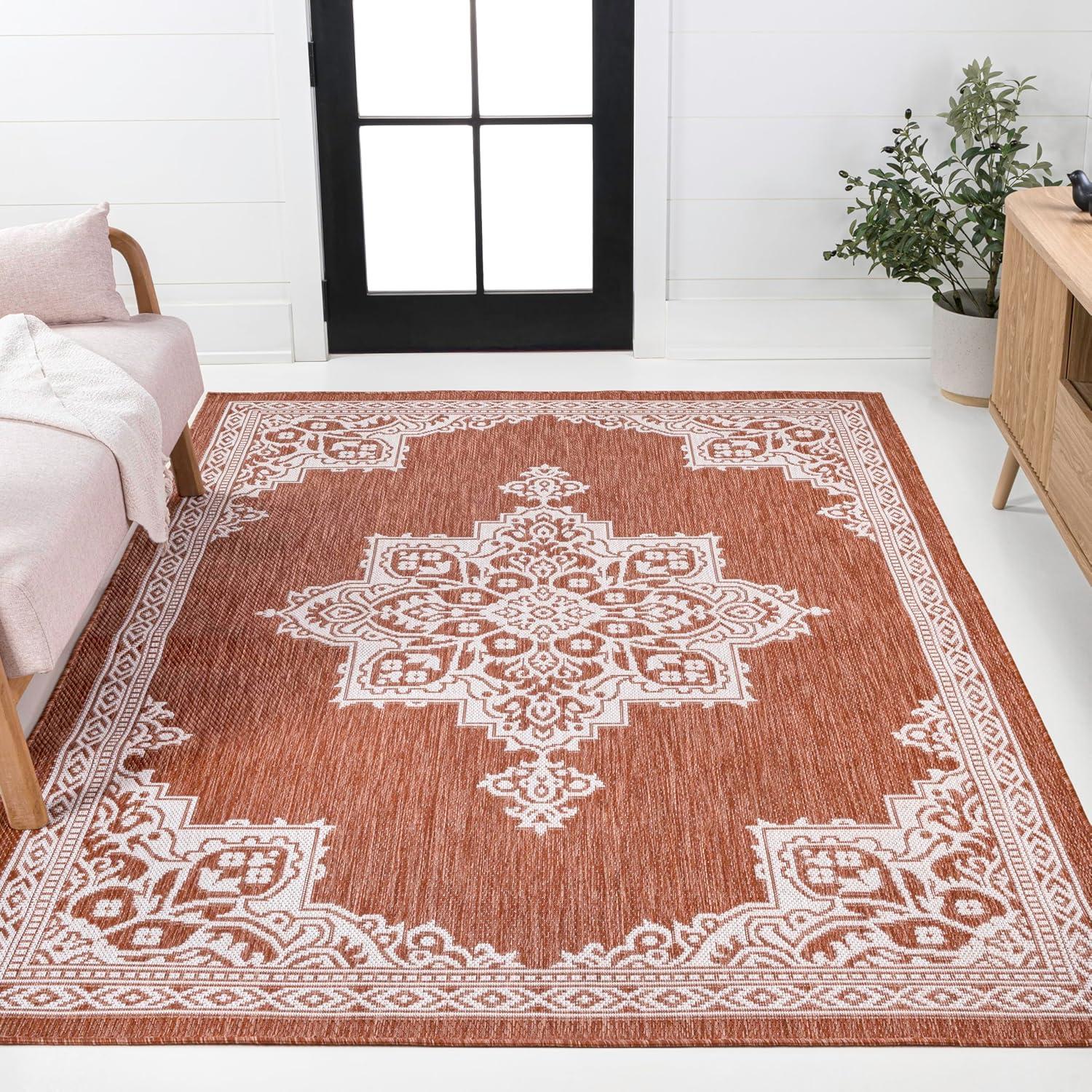 imageJONATHAN Y Vintage Medallion Indoor Outdoor Area Rug 8X10 TerraCream Arden Casual for Backyard Patio Porch EasyCleaning High Traffic PetFriendly NonShedding SMB300E8TerraCream