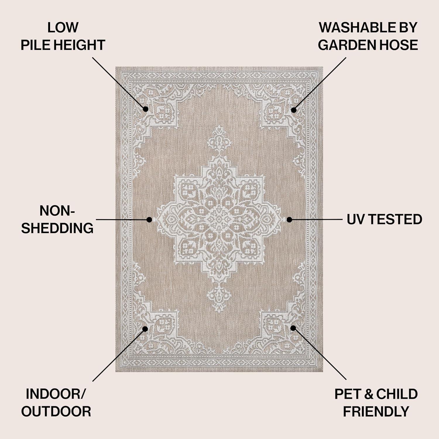 imageJONATHAN Y Vintage Medallion Indoor Outdoor Area Rug 8X10 TerraCream Arden Casual for Backyard Patio Porch EasyCleaning High Traffic PetFriendly NonShedding SMB300E8BeigeCream
