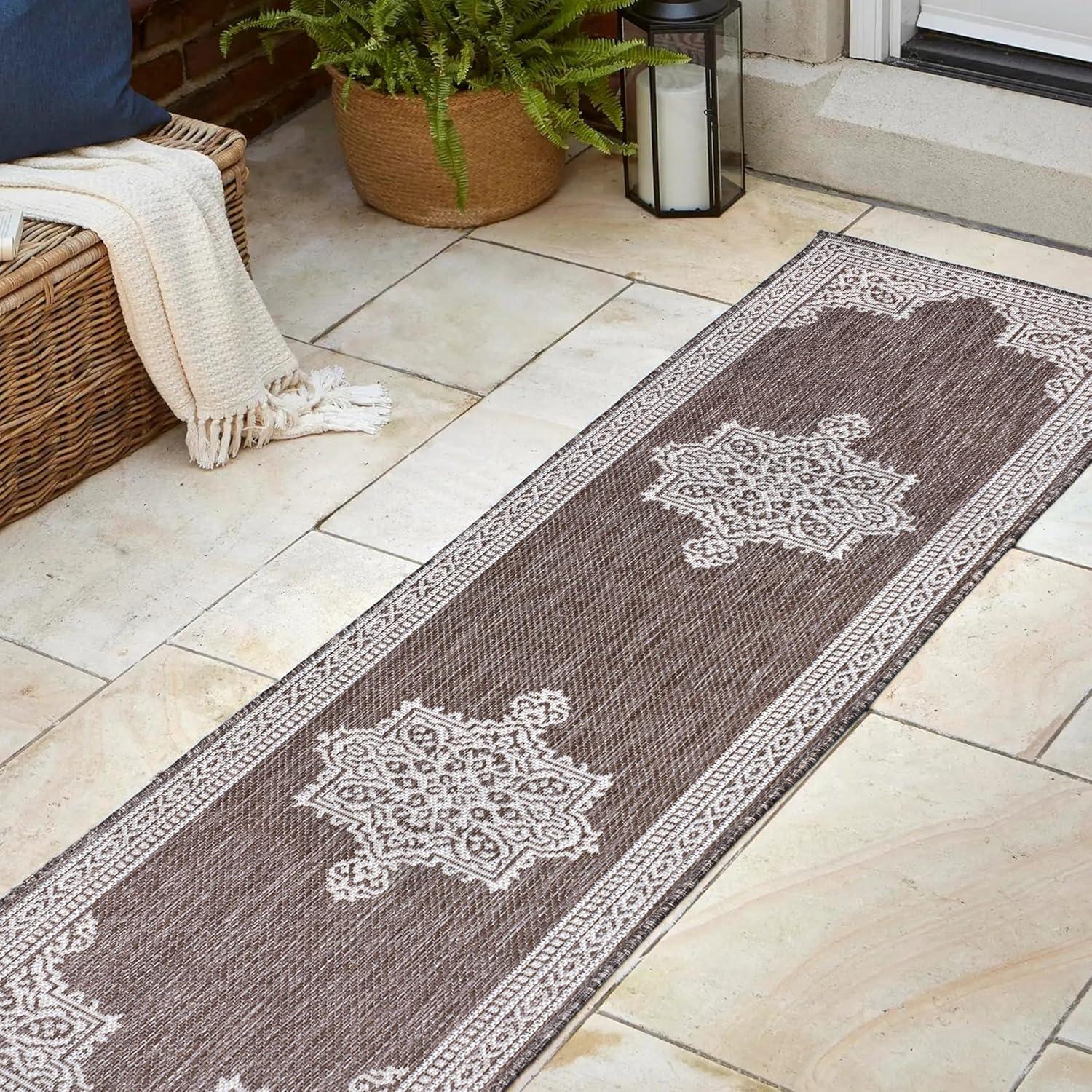 imageJONATHAN Y Vintage Medallion Indoor Outdoor Area Rug 8X10 TerraCream Arden Casual for Backyard Patio Porch EasyCleaning High Traffic PetFriendly NonShedding SMB300E8Light BrownCream
