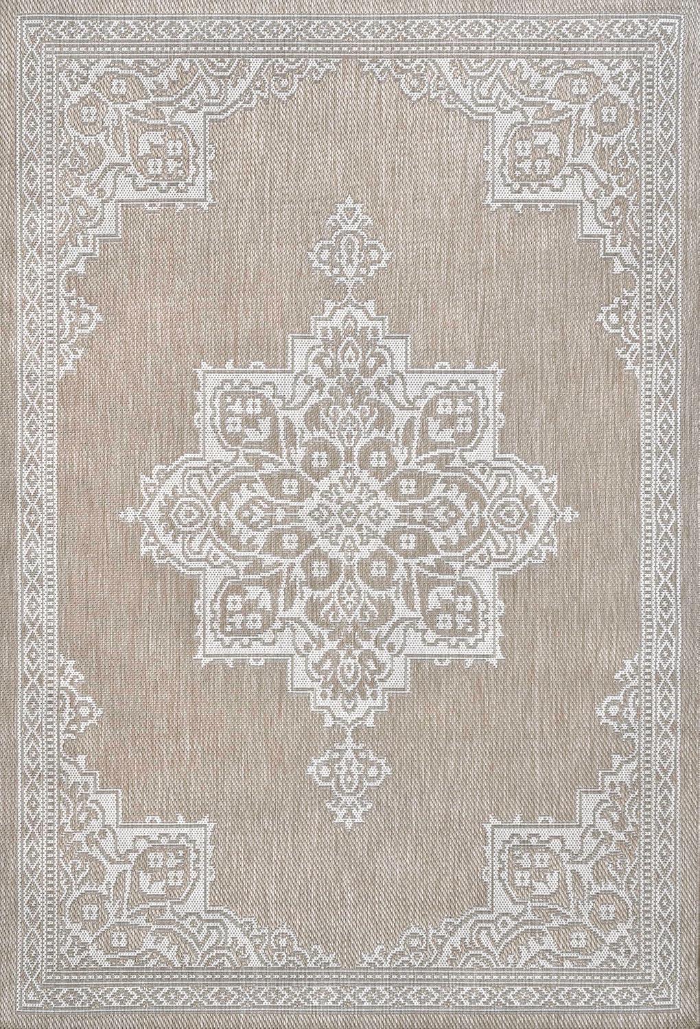 imageJONATHAN Y Vintage Medallion Indoor Outdoor Area Rug 8X10 TerraCream Arden Casual for Backyard Patio Porch EasyCleaning High Traffic PetFriendly NonShedding SMB300E8BeigeCream