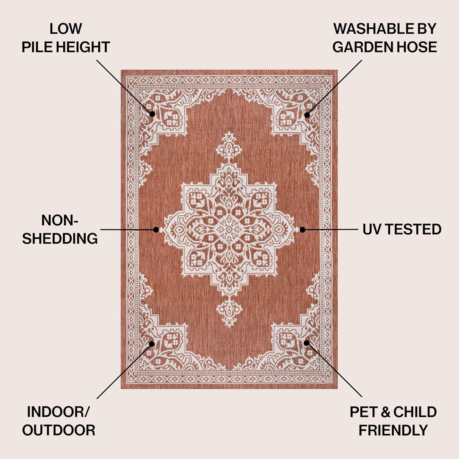imageJONATHAN Y Vintage Medallion Indoor Outdoor Area Rug 8X10 TerraCream Arden Casual for Backyard Patio Porch EasyCleaning High Traffic PetFriendly NonShedding SMB300E8TerraCream
