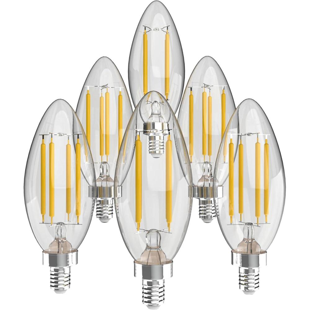 imageJONATHAN Y BLBC35ASET6 Vintage NonDimmable LED Edison Glass Bulbs 4W Equivalent 40W E12 Base 80 CRI C35 Warm White 2700K 420 Lumens for Bedroom Living Room Office Clear Pack of 6