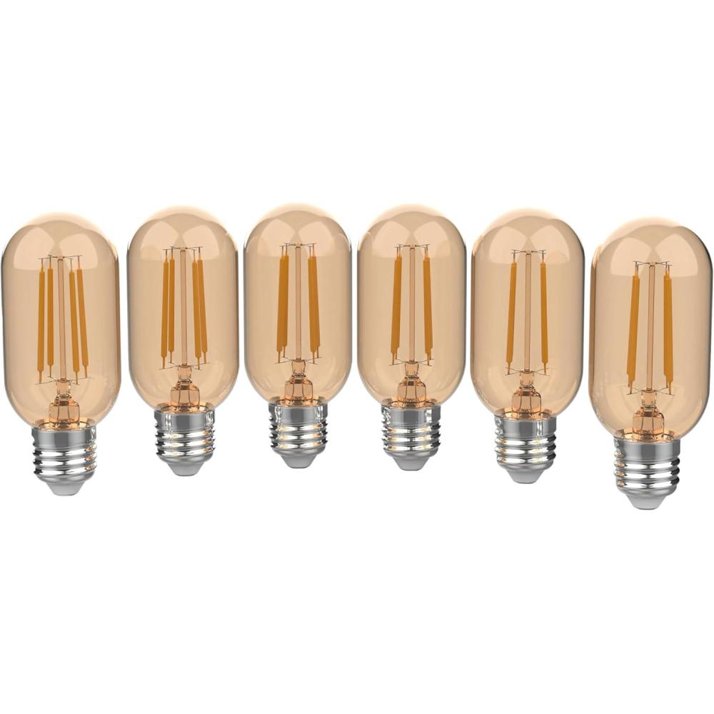 imageJONATHAN Y BLBT45ASET6 Industrial NonDimmable LED Edison Glass Bulb 4W Equivalent 40W E26 Base 80 CRI T45 Warm White 2700K 350 Lumen for Bedroom Living Room Office Tinted Amber Pack of 6