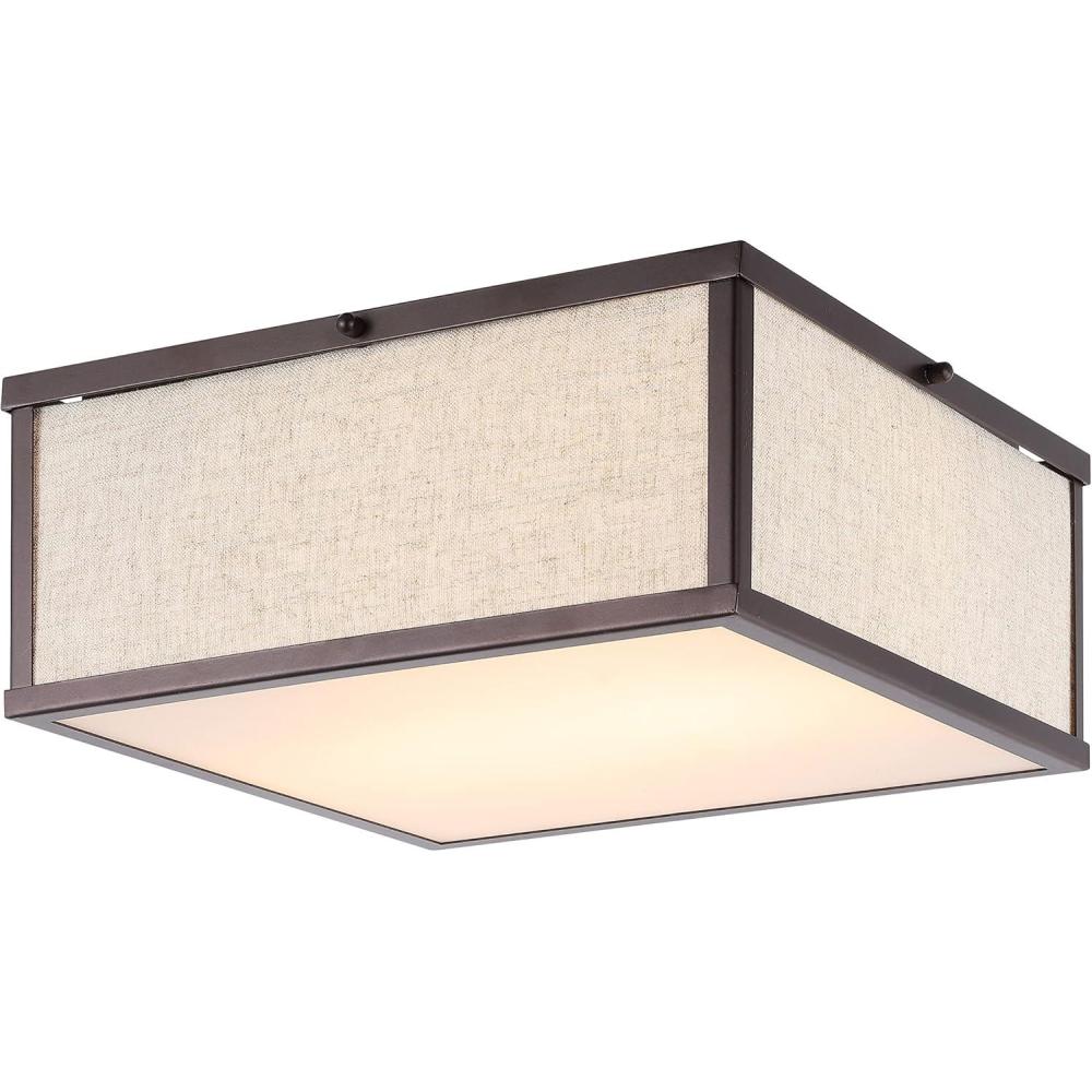 imageJONATHAN Y JYL1311A Grant 1413quot 2Light Square Linen Iron LED Flush Mount Farmhouse Industrial Coastal Contemporary Modern Minimalist for Bedroom Living Room Office Oil Rubbed Bronze