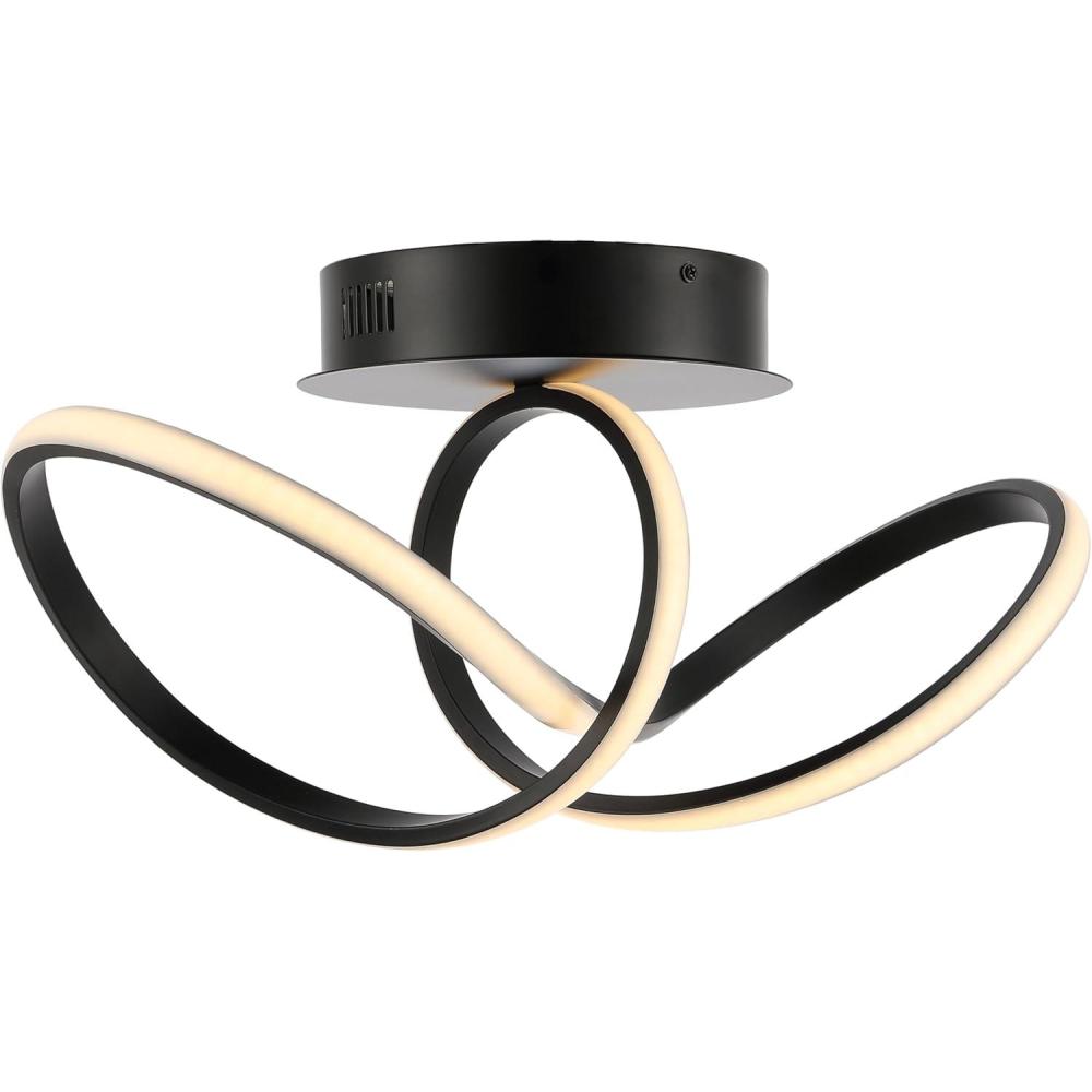 imageJONATHAN Y JYL1701A Chantelle 195quot 1Light Modern Minimalist Aluminum Loop Integrated LED Semi Flush Mount Designer Eclectic Contemporary Glam Living Room Dining Room Bedroom Hallway NickelBlack