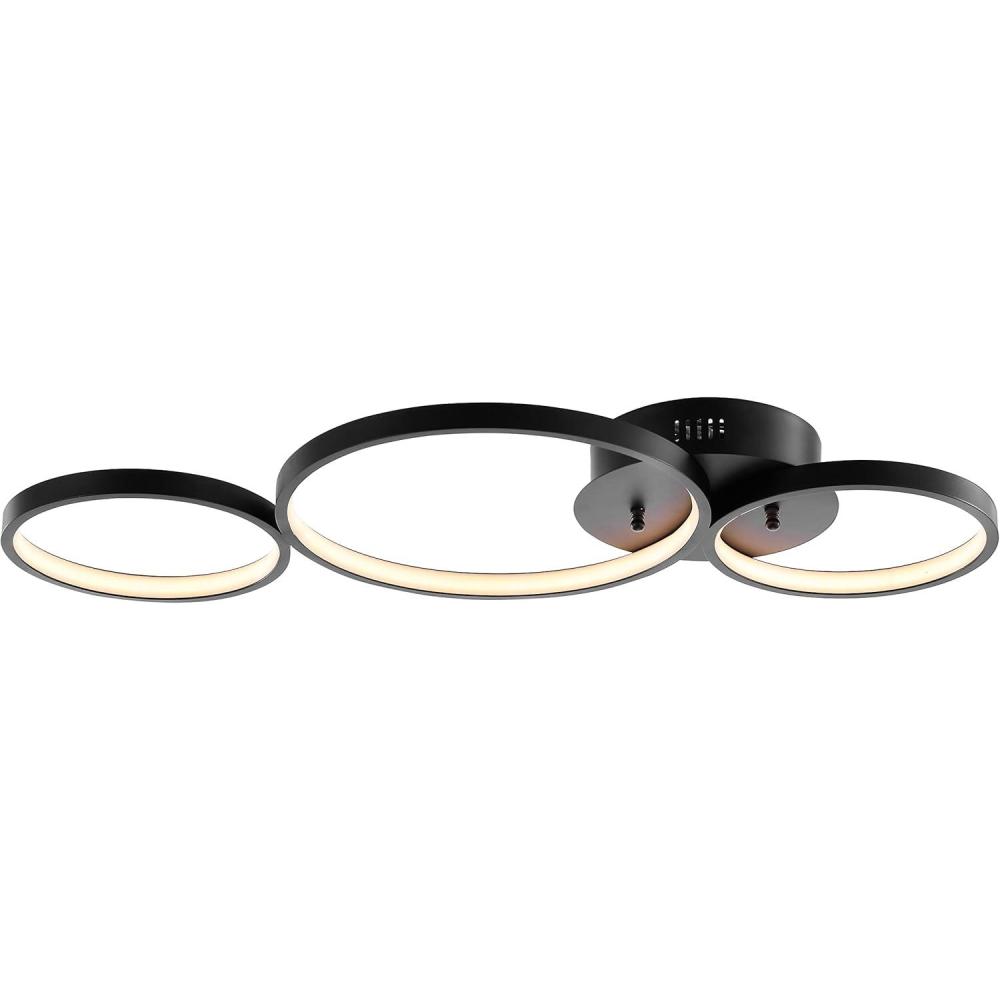 imageJONATHAN Y JYL7100A Nube 2688quot 3Light Contemporary Modern Metal Integrated LED Flush Mount Minimal Midcentury 3000K Cozy Warm Light Kitchen Hallway Bathroom Stairwell Entryway Foyer Black