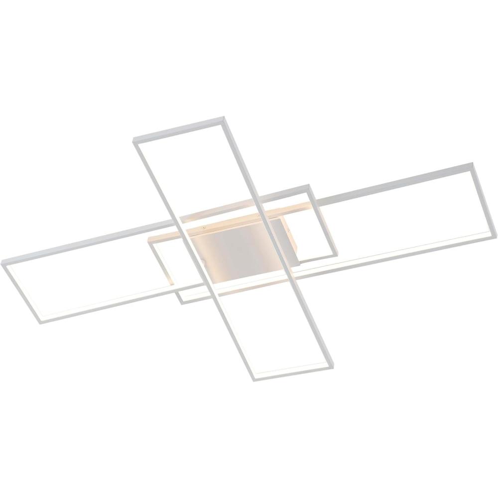 imageJONATHAN Y JYL7152A Palco 39quot Contemporary Minimalist Metal Adjustable Dimmable Geometric Integrated LED Flush Mount Black for Bedroom Living Room Kitchen Home Office Kids RoomWhite