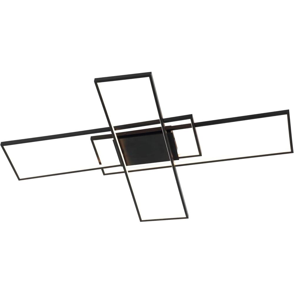 imageJONATHAN Y JYL7152A Palco 39quot Contemporary Minimalist Metal Adjustable Dimmable Geometric Integrated LED Flush Mount Black for Bedroom Living Room Kitchen Home Office Kids RoomBlack