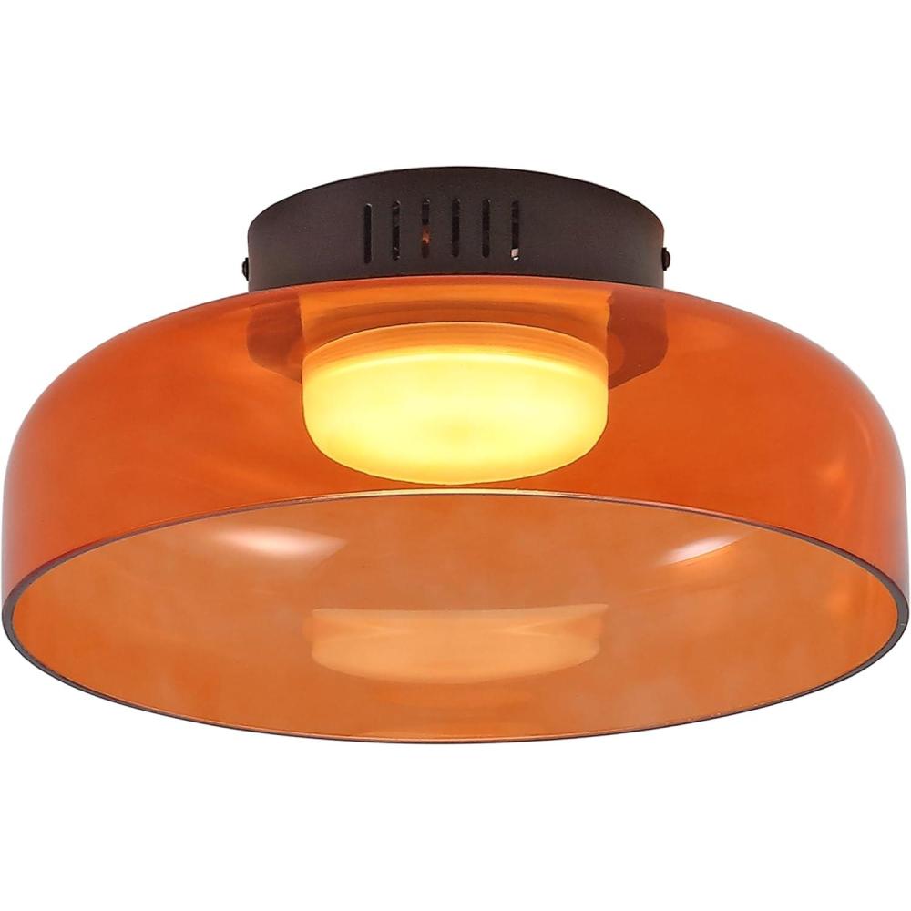 imageJONATHAN Y JYL7153B Kalmar 12quot Modern Minimalist IronGlass Dimmable Integrated LED Flush Mount Contemporary Transitional Industrial Bedroom Living Room Dining Room Kitchen GreenBlackOrange