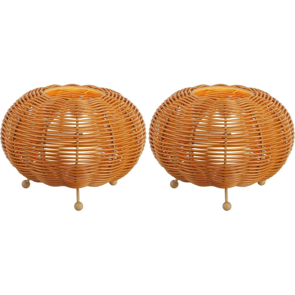 imageJONATHAN Y JYL7156ASET2 Kairi 575quot Modern Bohemian IndoorOutdoor Faux Rattan Lantern RechargeableCordless Dimmable Integrated LED Table Lamp Patio Porch Backyard Light Brown Set of 2