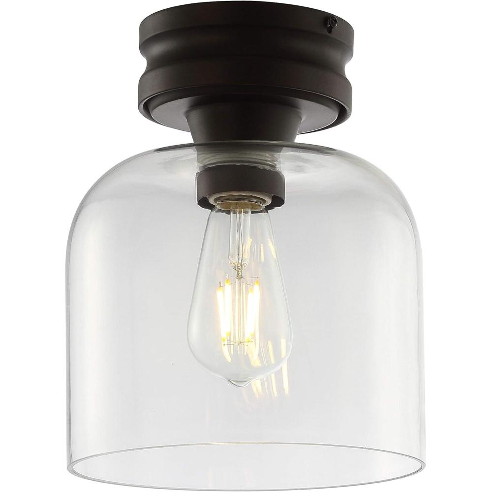 imageJONATHAN Y JYL7442A Domenic 775quot MetalGlass LED Flush Mount TraditionalTransitional Dimmable 2700K Cozy Warm Light KitchenHallwayBathroomStairwell Oil Rubbed BronzeOilRubbed Bronze