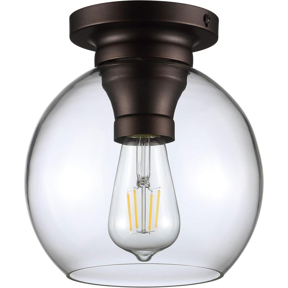 imageJONATHAN Y JYL7443A Atlas 775quot MetalGlass LED Flush Mount TraditionalTransitional Dimmable 2700K Cozy Warm Light KitchenHallwayBathroomStairwell Oil Rubbed BronzeOilRubbed Bronze